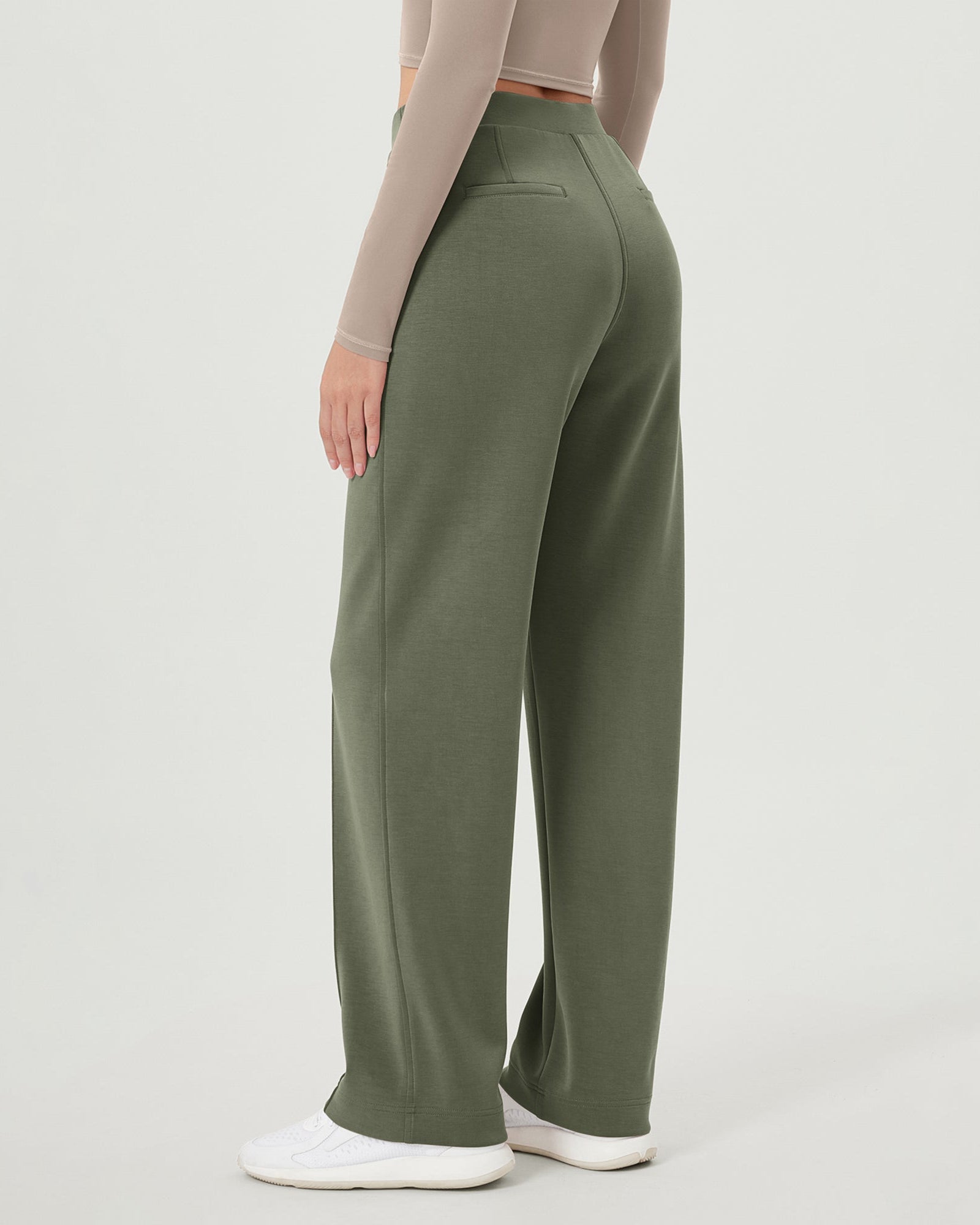 Modal Soft Mid Rise Pull-On Lounge Casual Work Pants with Pockets - ododos