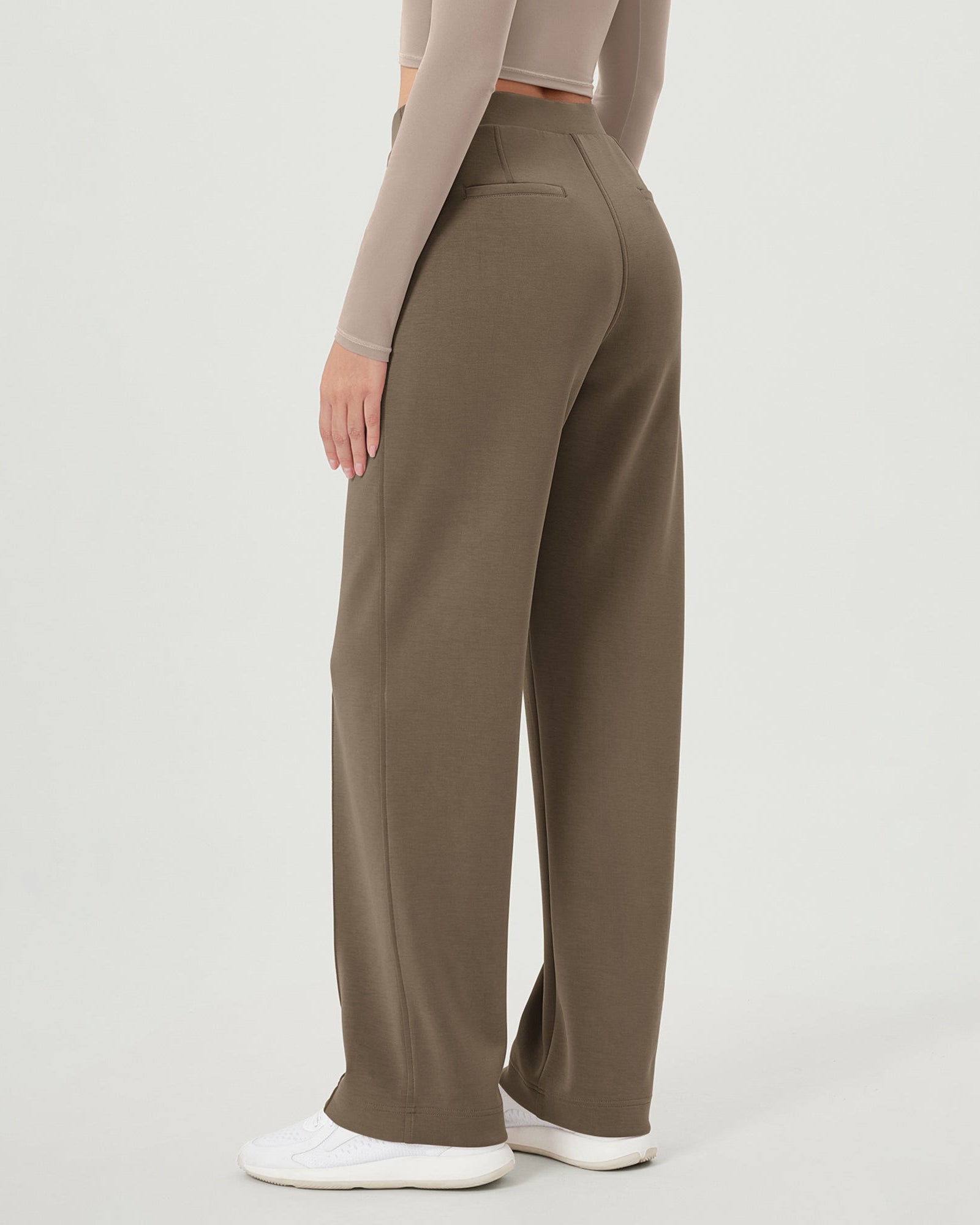 Modal Soft Mid Rise Pull-On Lounge Casual Work Pants with Pockets - ododos