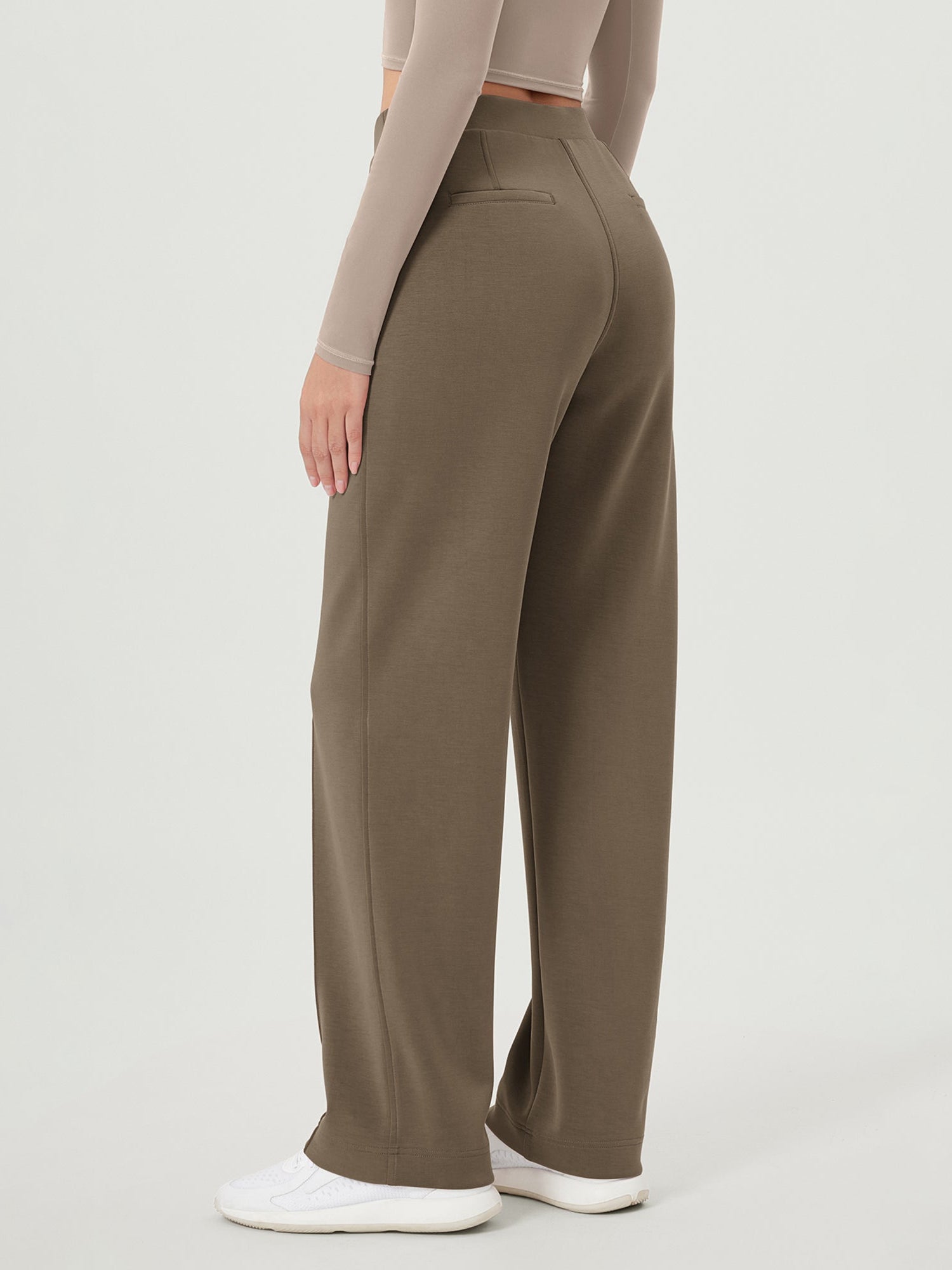 Modal Soft Mid Rise Pull-On Lounge Casual Work Pants with Pockets - ododos