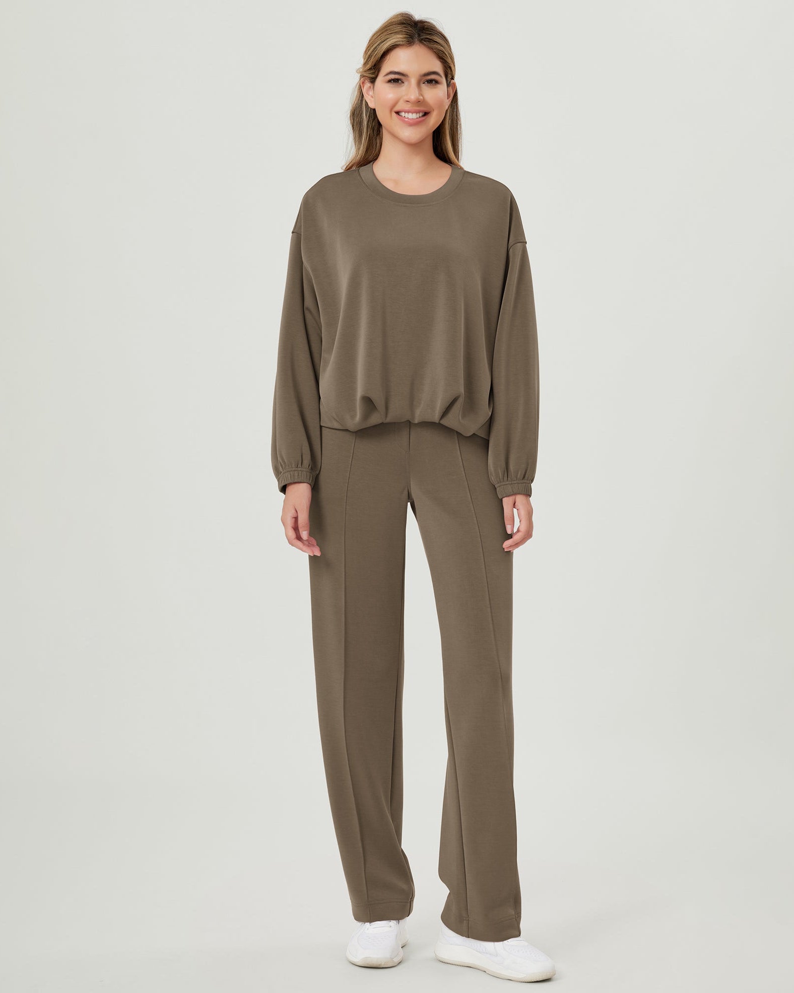 Modal Soft Mid Rise Pull-On Lounge Casual Work Pants with Pockets - ododos