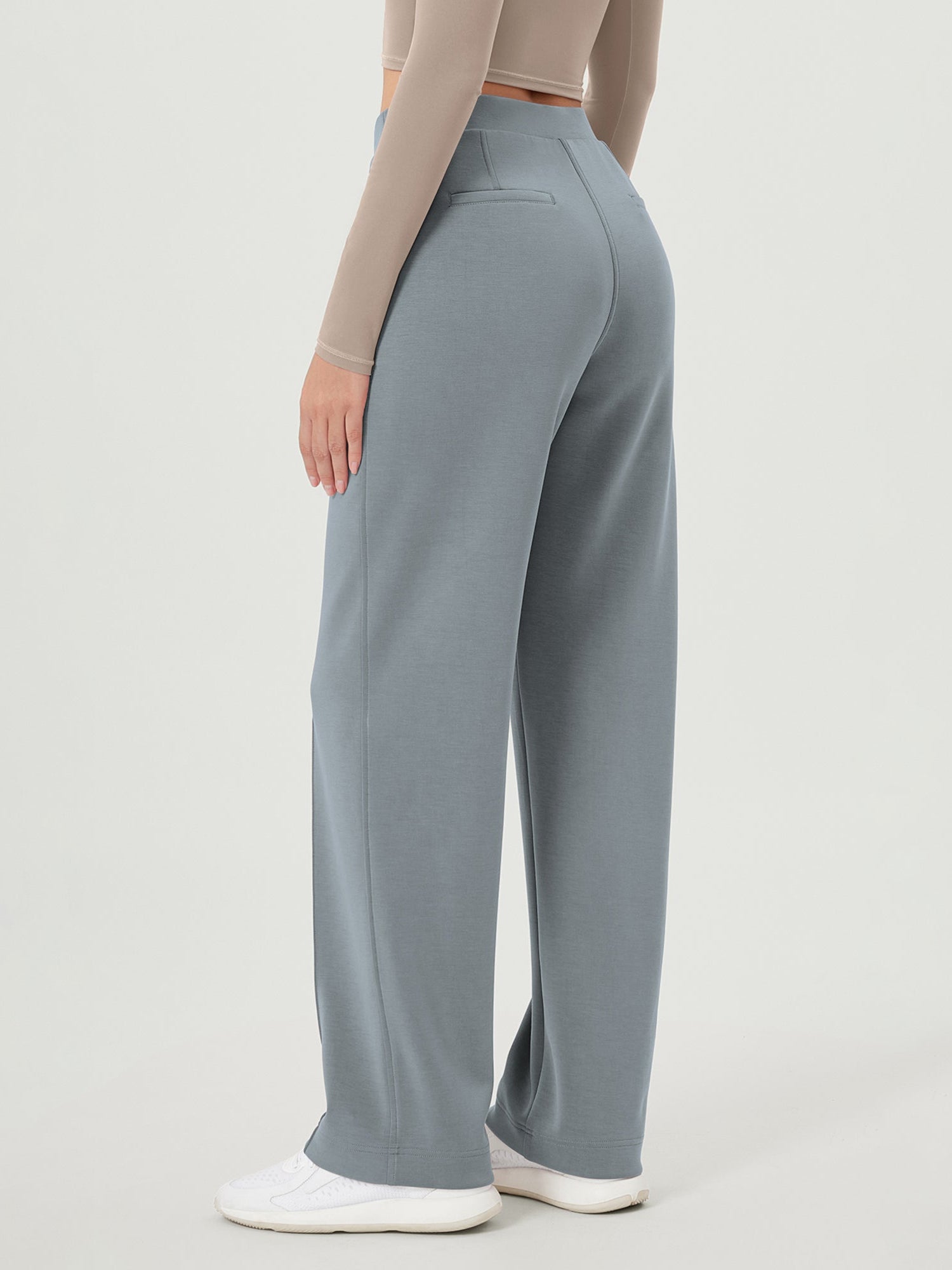 Modal Soft Mid Rise Pull-On Lounge Casual Work Pants with Pockets - ododos