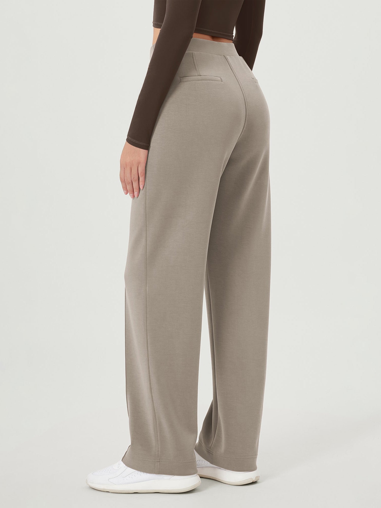 Modal Soft Mid Rise Pull-On Lounge Casual Work Pants with Pockets - ododos