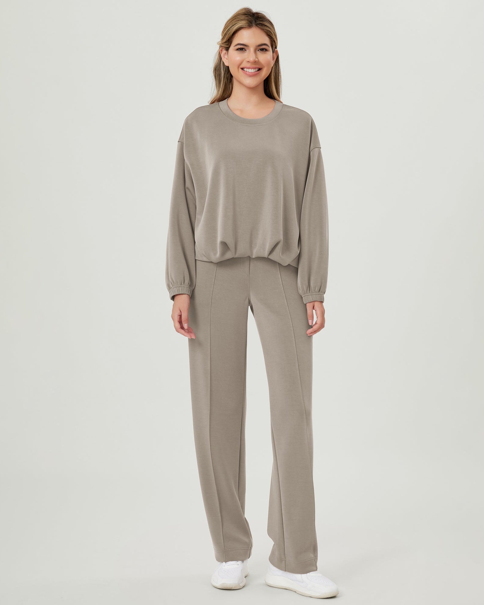 Modal Soft Mid Rise Pull-On Lounge Casual Work Pants with Pockets - ododos