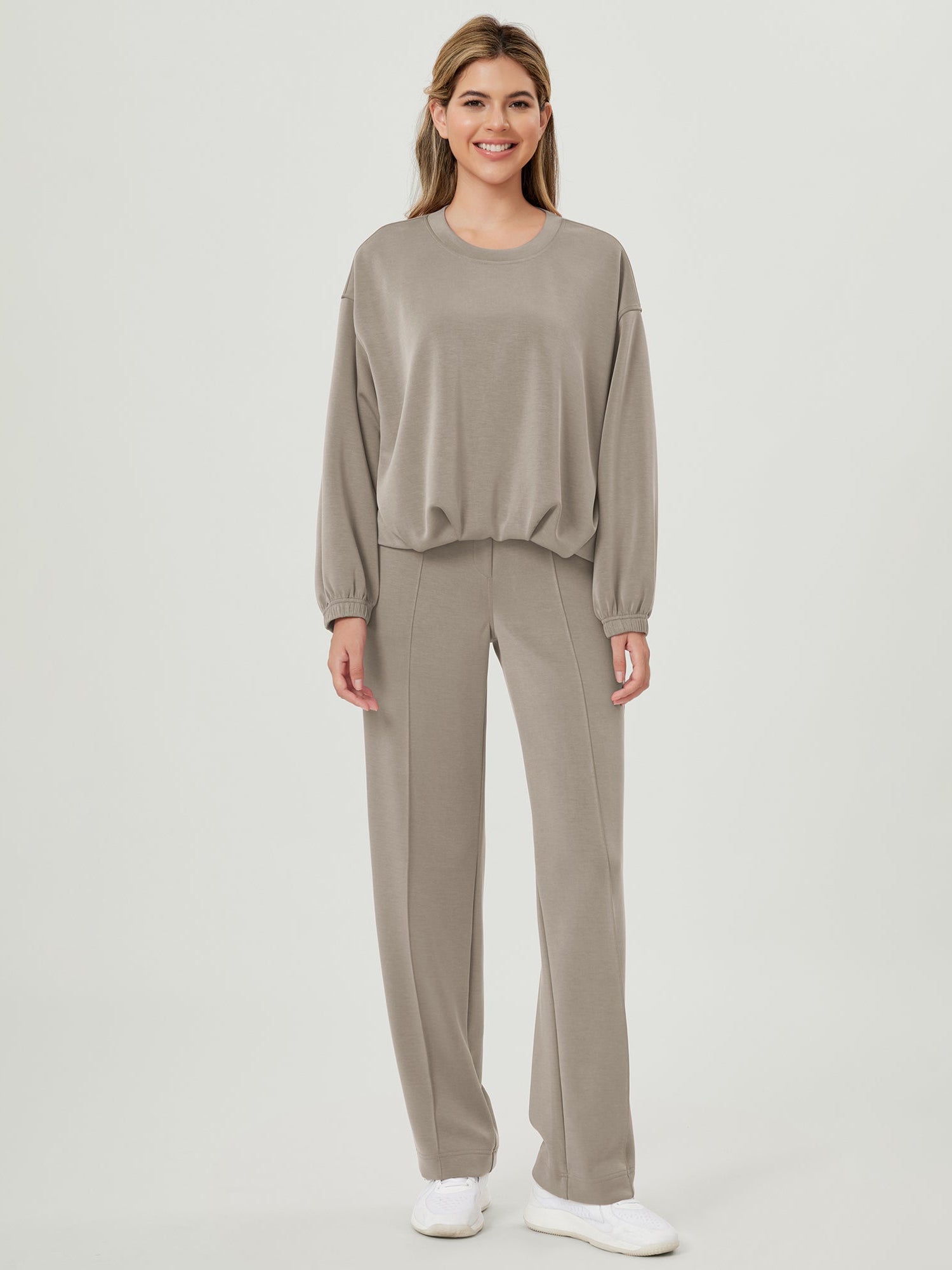 Modal Soft Mid Rise Pull-On Lounge Casual Work Pants with Pockets - ododos