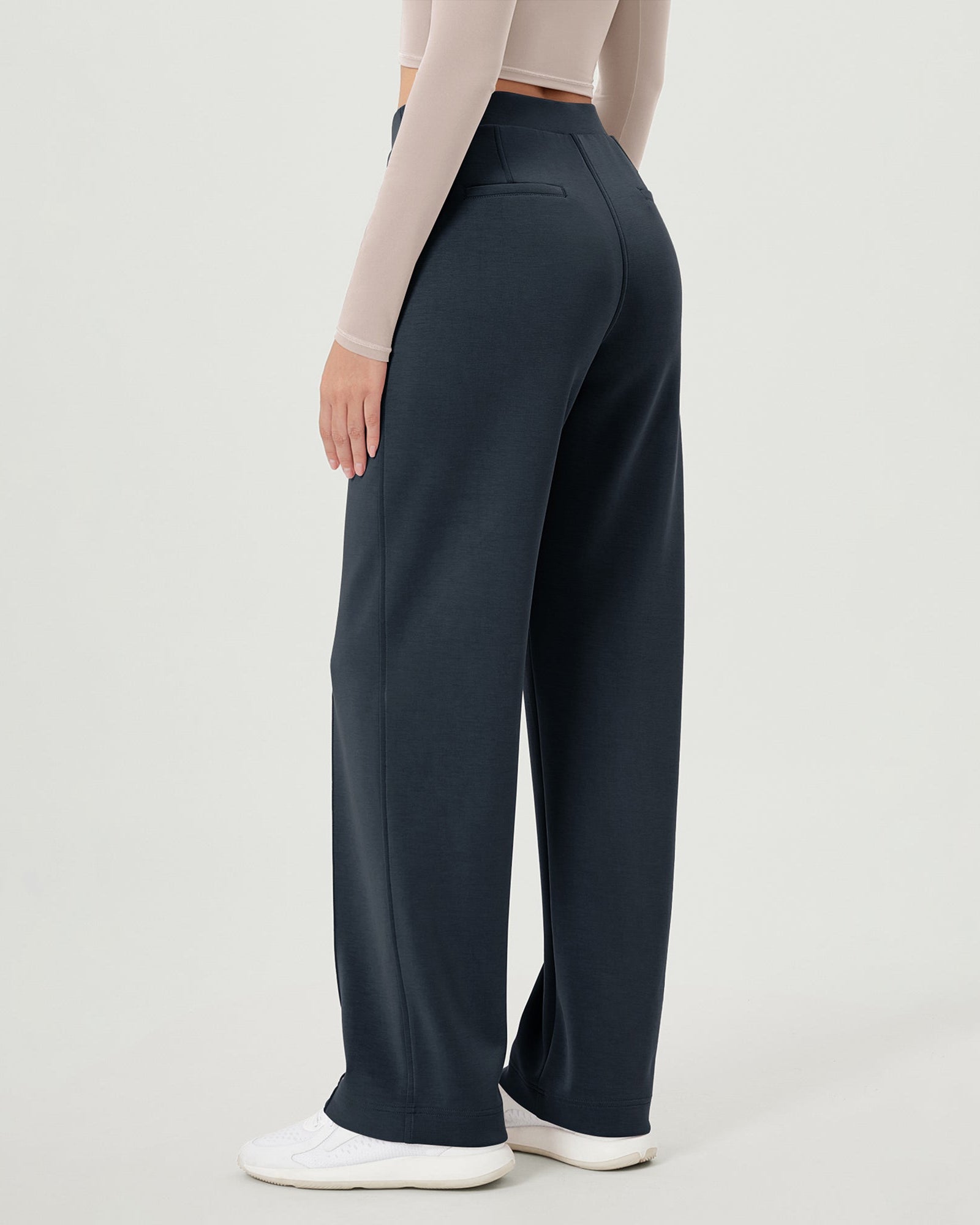 Modal Soft Mid Rise Pull-On Lounge Casual Work Pants with Pockets - ododos