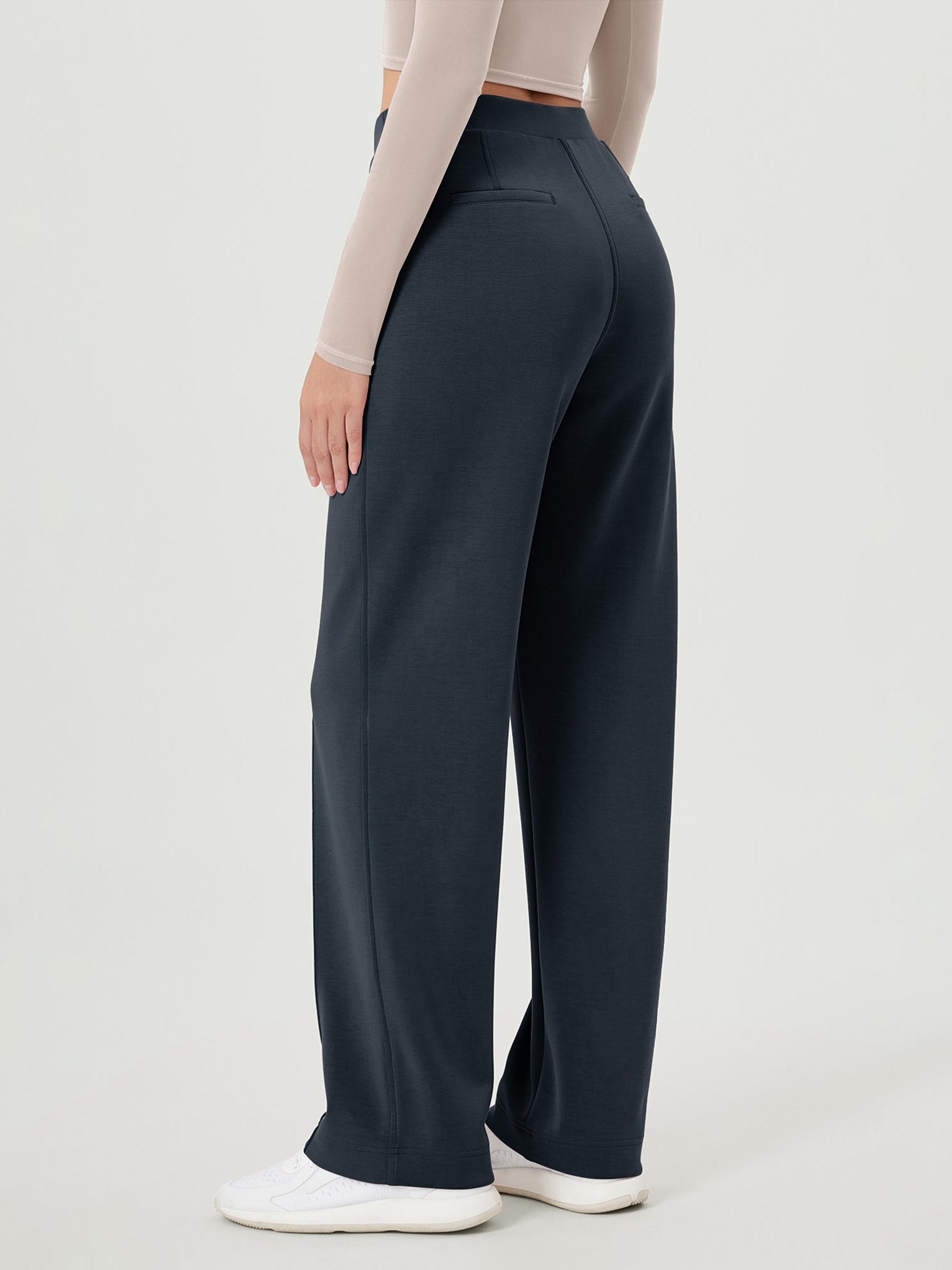 Modal Soft Mid Rise Pull-On Lounge Casual Work Pants with Pockets - ododos