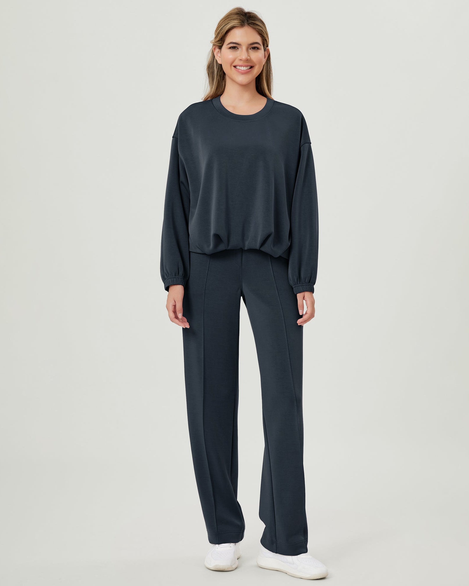 Modal Soft Mid Rise Pull-On Lounge Casual Work Pants with Pockets - ododos