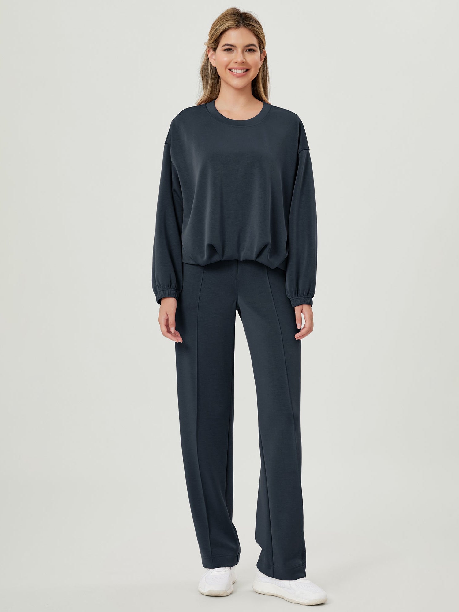 Modal Soft Mid Rise Pull-On Lounge Casual Work Pants with Pockets - ododos