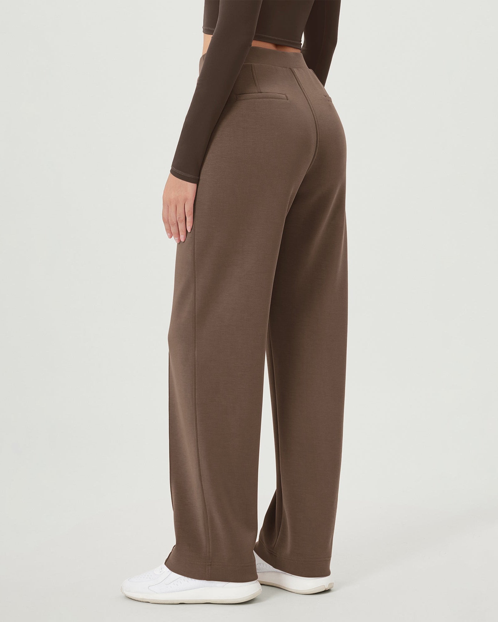 Modal Soft Mid Rise Pull-On Lounge Casual Work Pants with Pockets - ododos