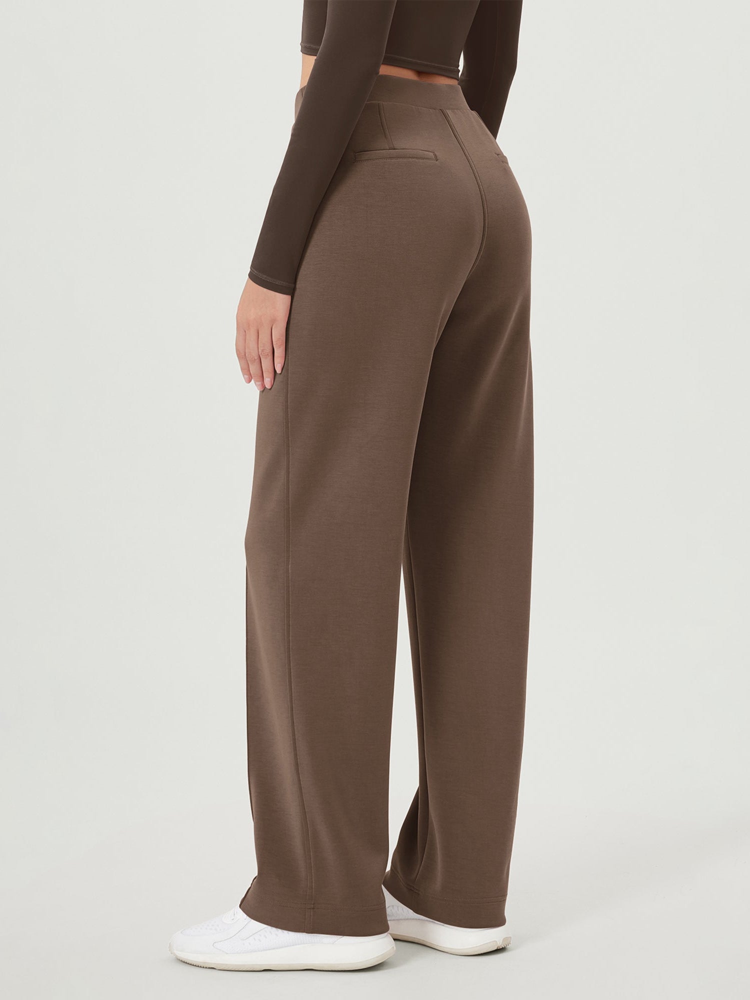 Modal Soft Mid Rise Pull-On Lounge Casual Work Pants with Pockets - ododos