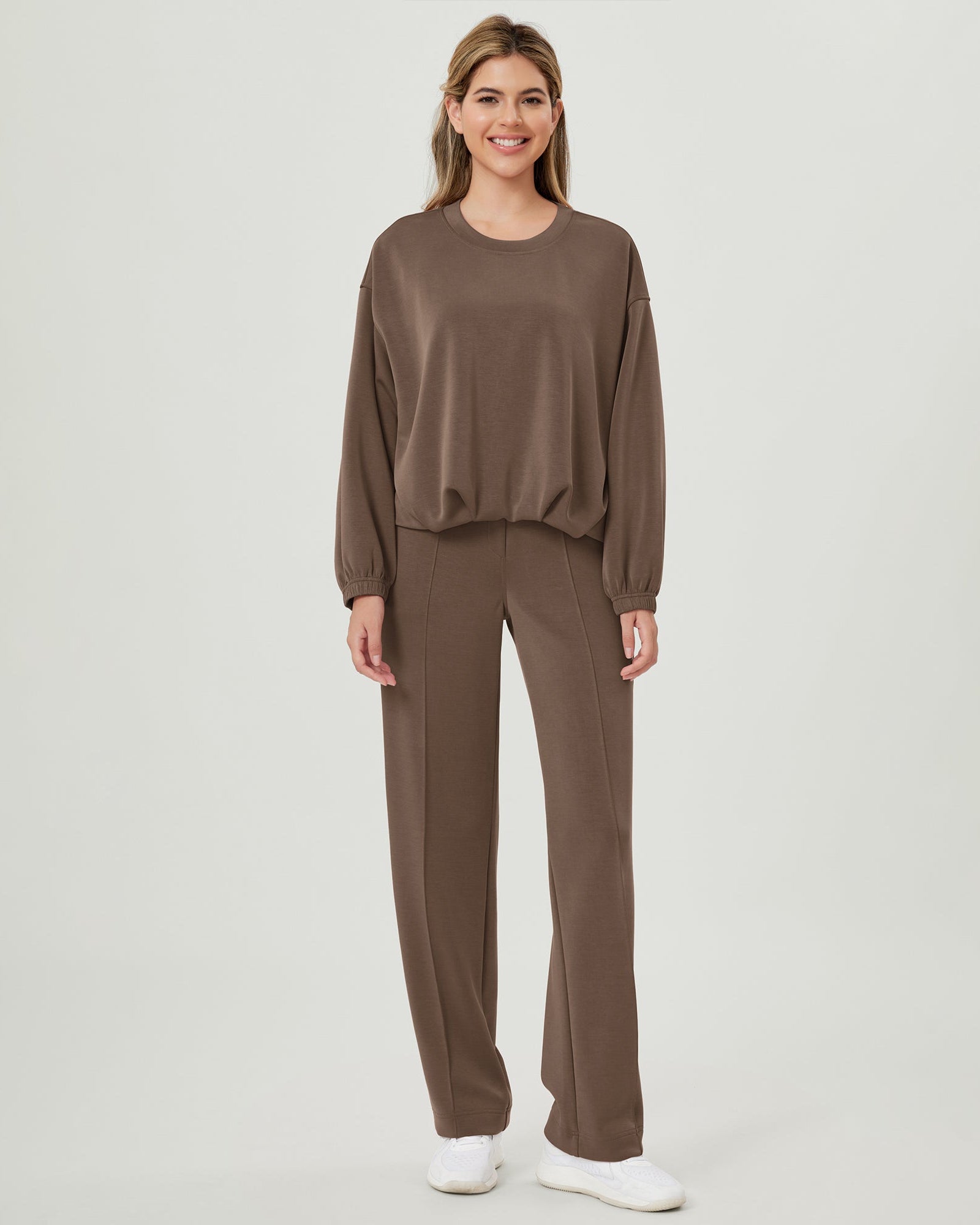 Modal Soft Mid Rise Pull-On Lounge Casual Work Pants with Pockets - ododos