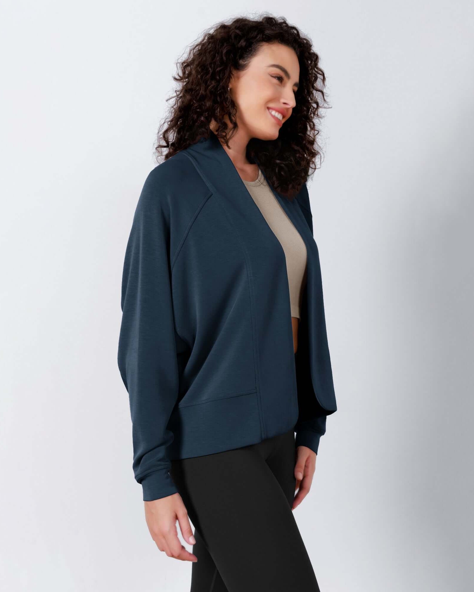 Modal Soft Open Front Long Sleeve Casual Wrap Cardigans - ododos