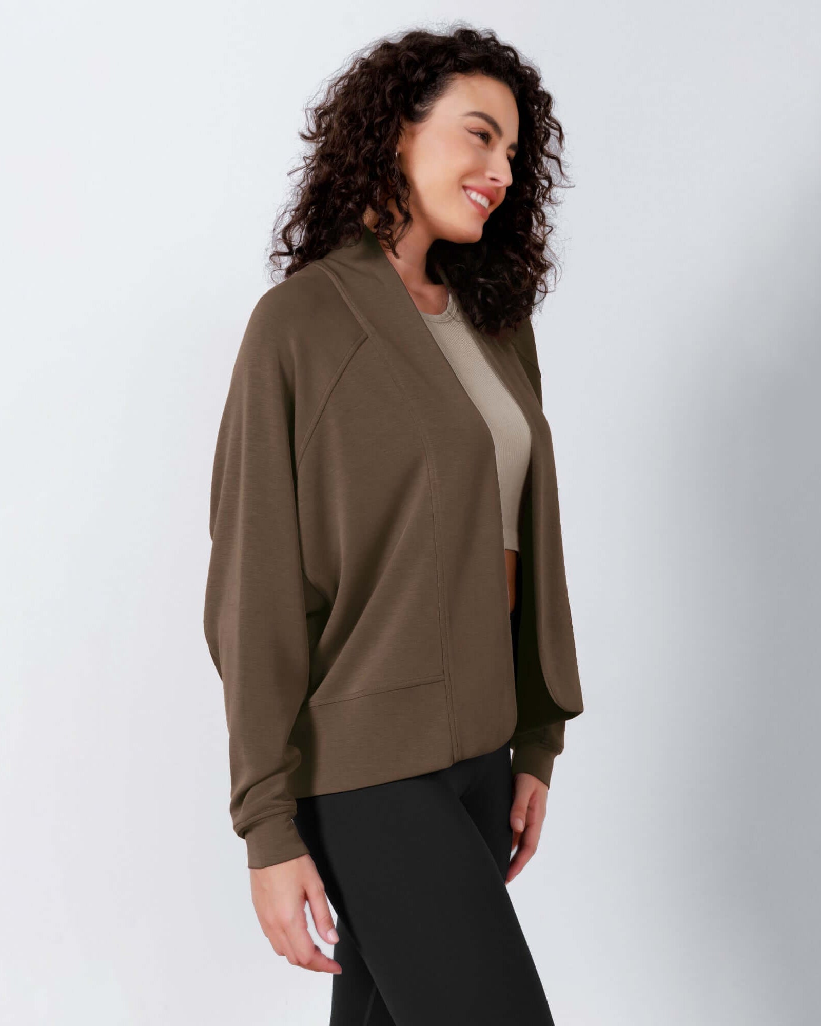 Modal Soft Open Front Long Sleeve Casual Wrap Cardigans - ododos