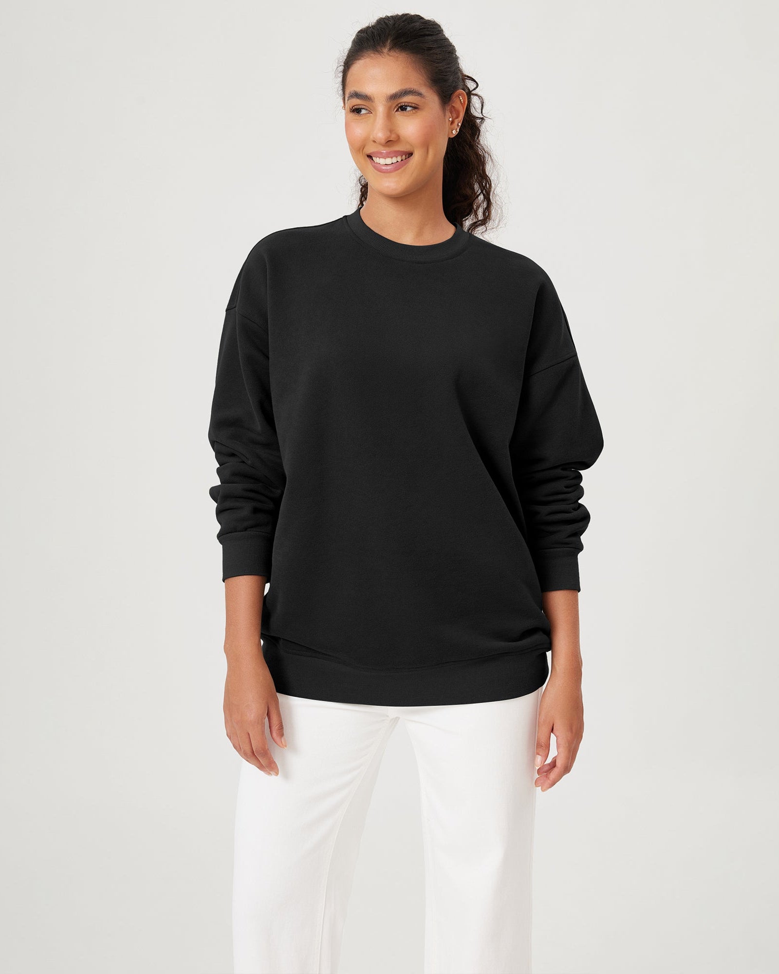 Fleece Lined Oversized Sweatshirts Long Sleeve Crew Neck Pullover - ododos