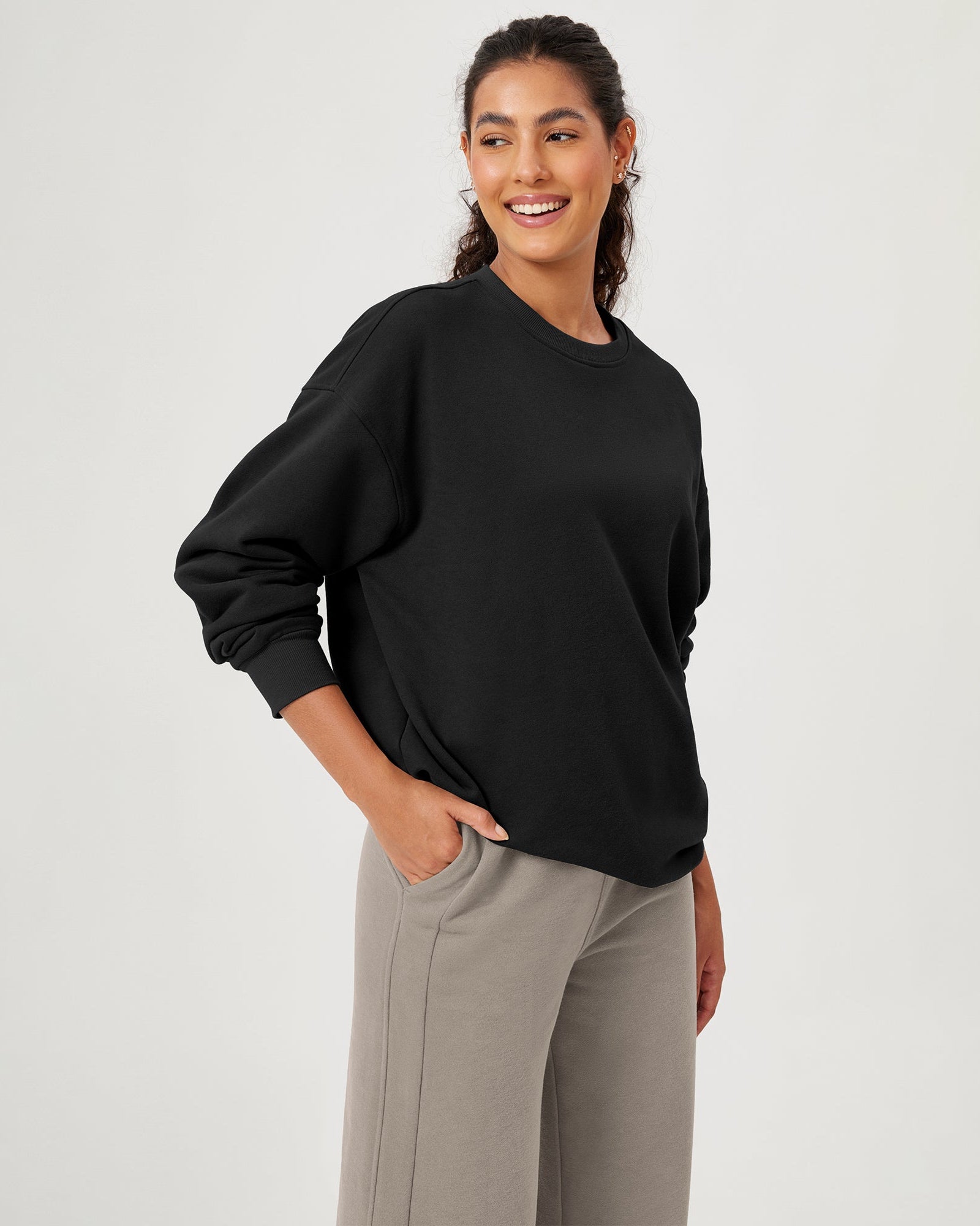 Fleece Lined Oversized Sweatshirts Long Sleeve Crew Neck Pullover - ododos