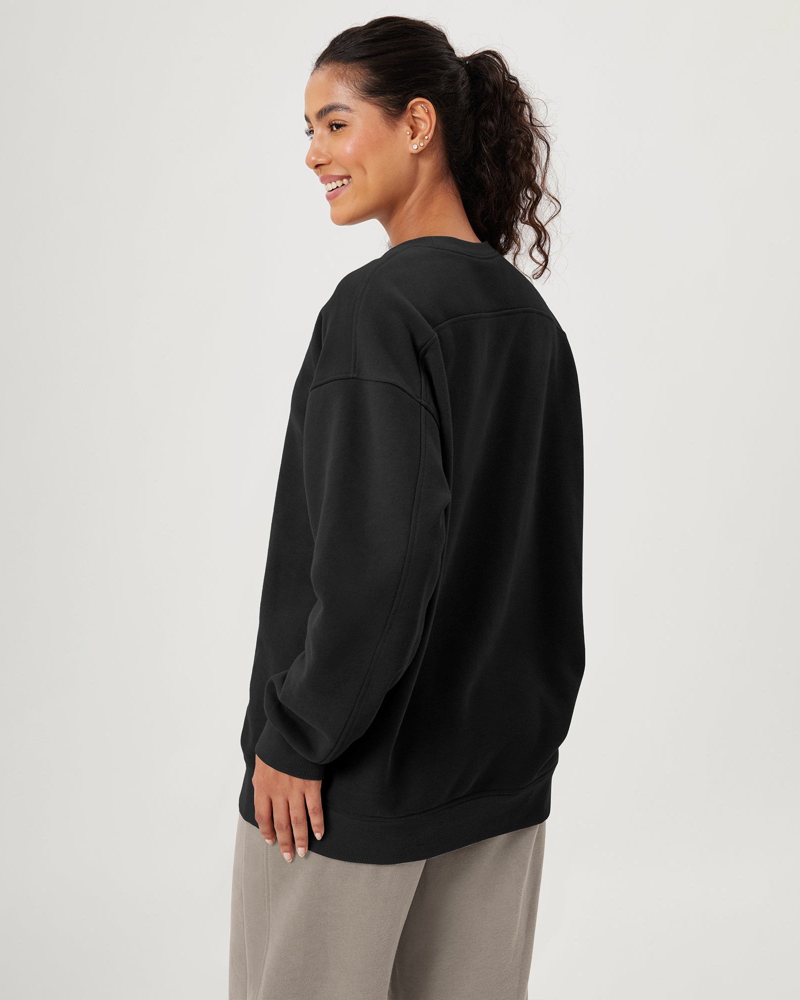 Fleece Lined Oversized Sweatshirts Long Sleeve Crew Neck Pullover - ododos