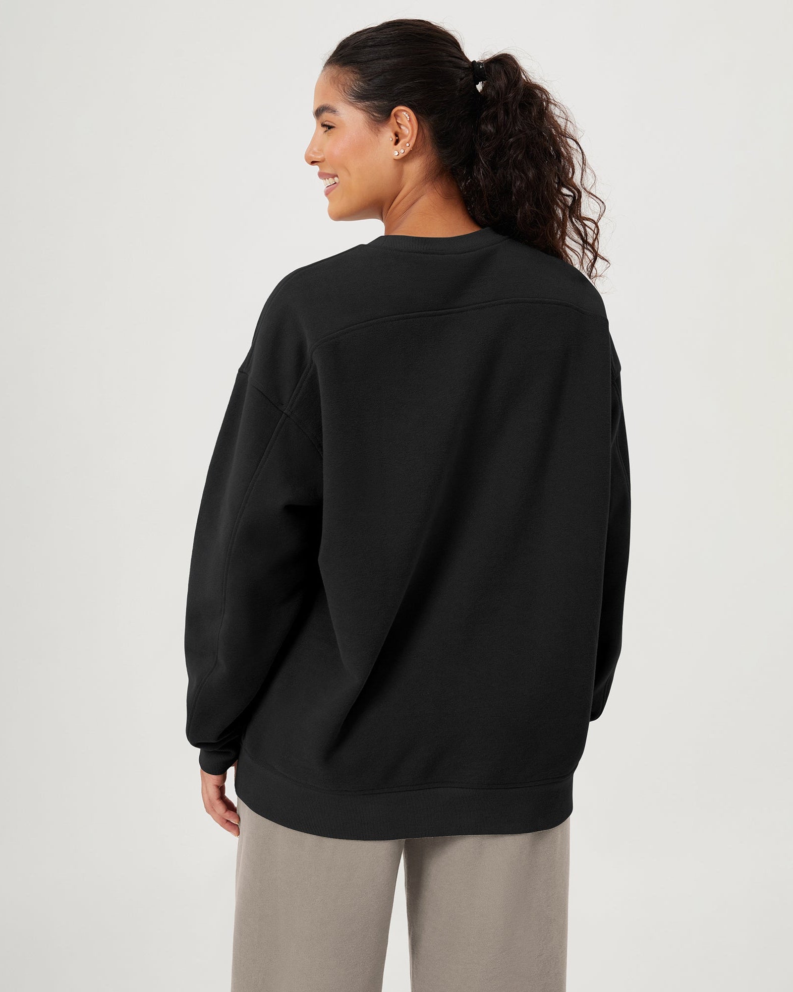 Fleece Lined Oversized Sweatshirts Long Sleeve Crew Neck Pullover - ododos