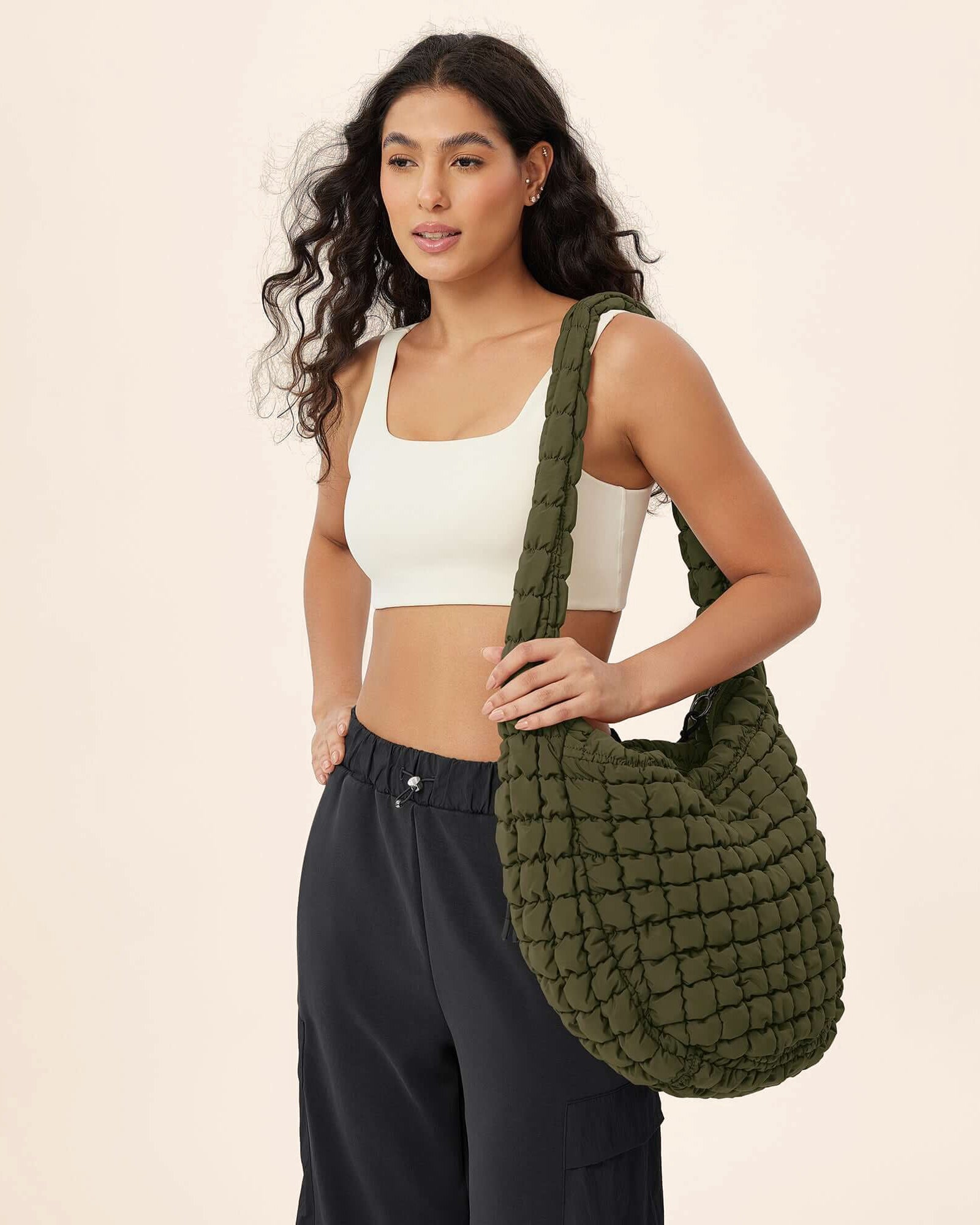 22L Quilted Carryall Crossbody Padding Bag - ododos