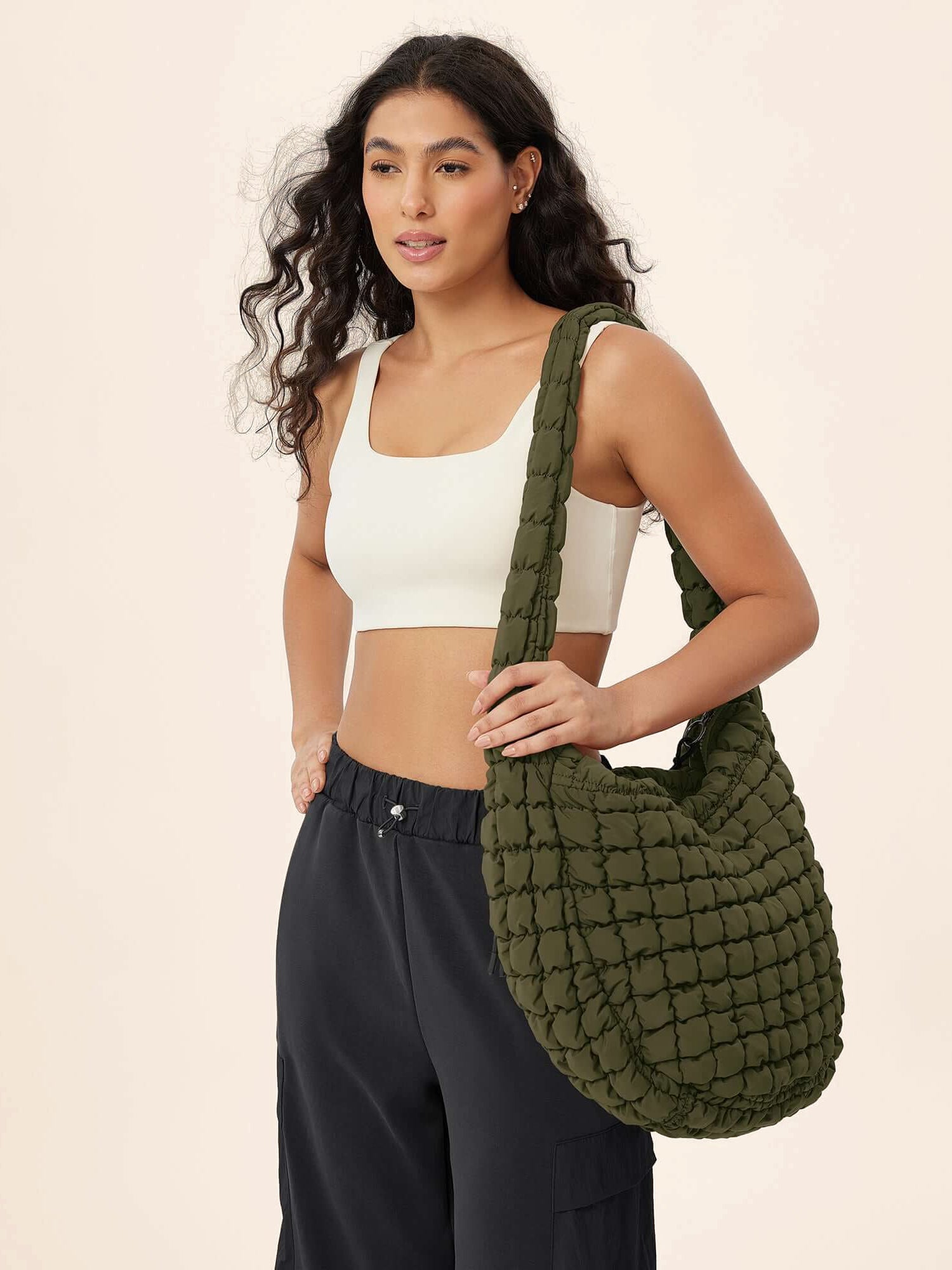 22L Quilted Carryall Crossbody Padding Bag - ododos