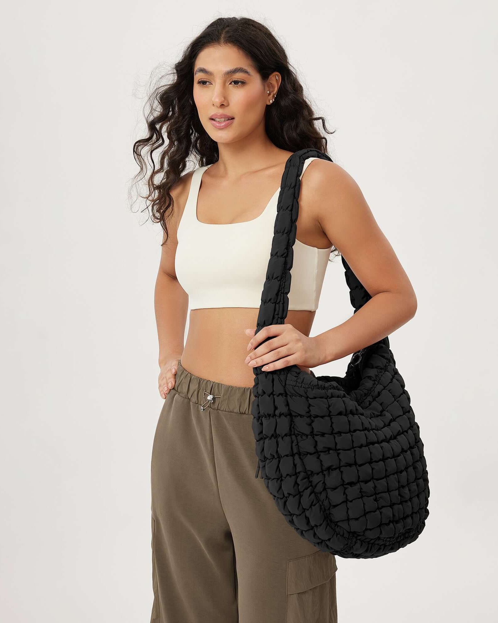 22L Quilted Carryall Crossbody Padding Bag - ododos