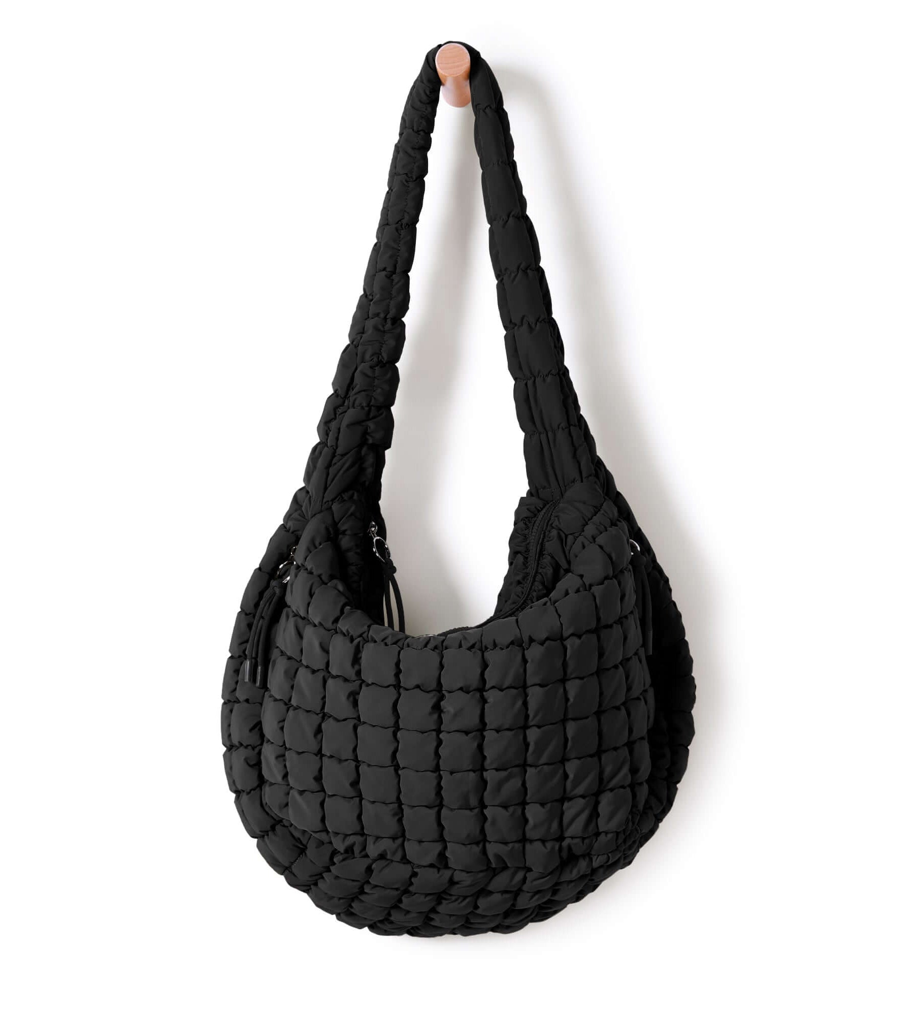 22L Quilted Carryall Crossbody Padding Bag Black - ododos