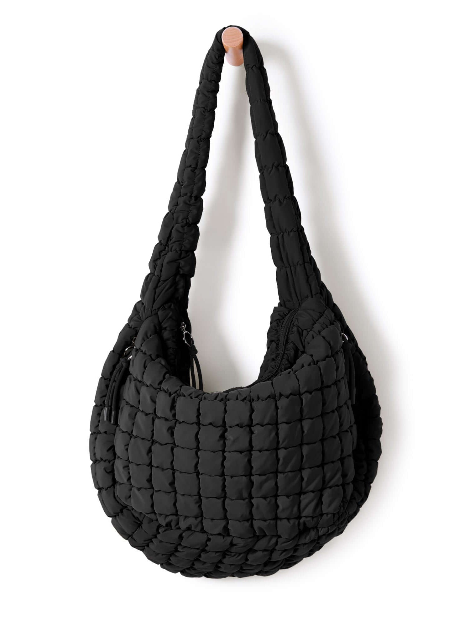 22L Quilted Carryall Crossbody Padding Bag Black - ododos