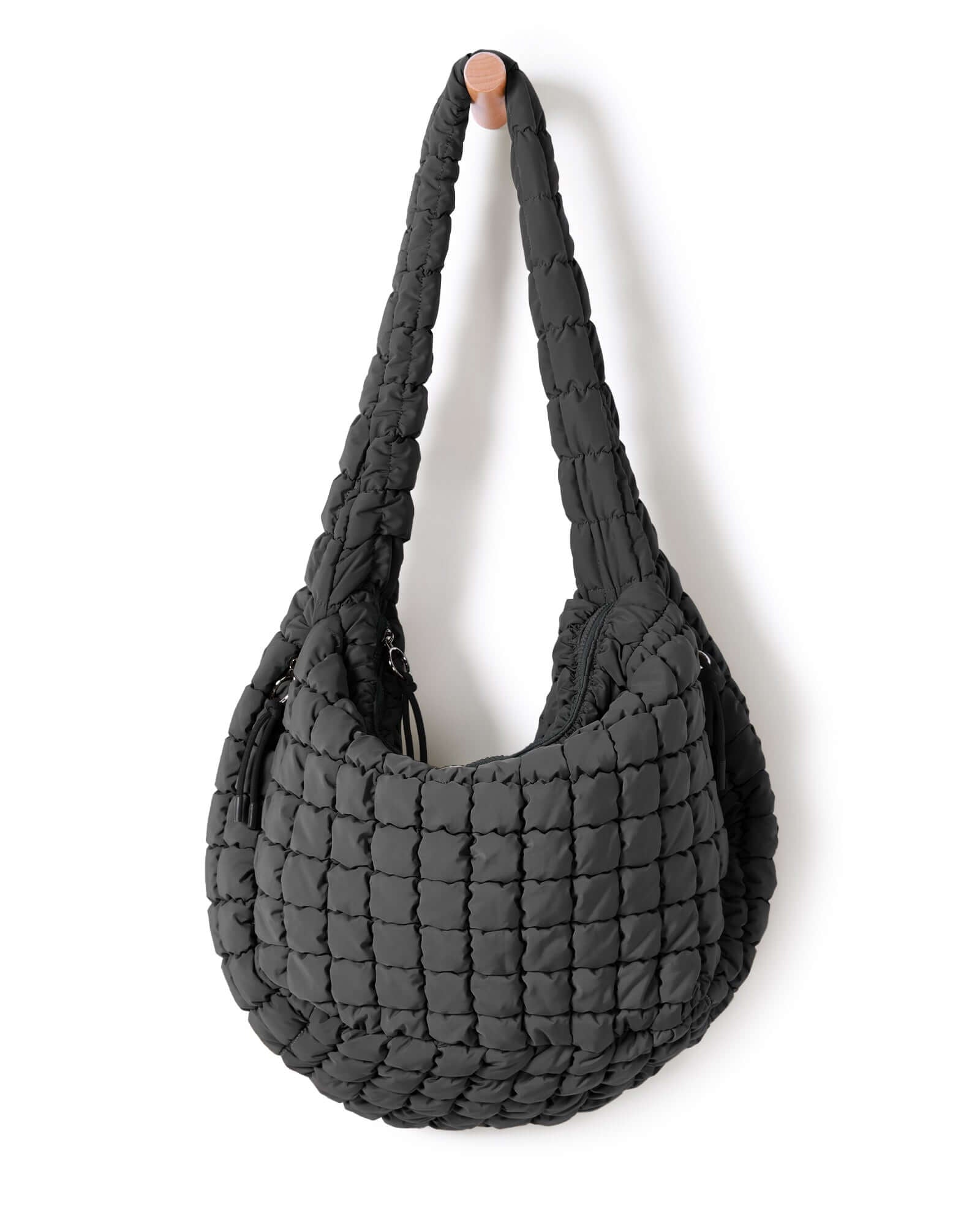 22L Quilted Carryall Crossbody Padding Bag Charcoal - ododos