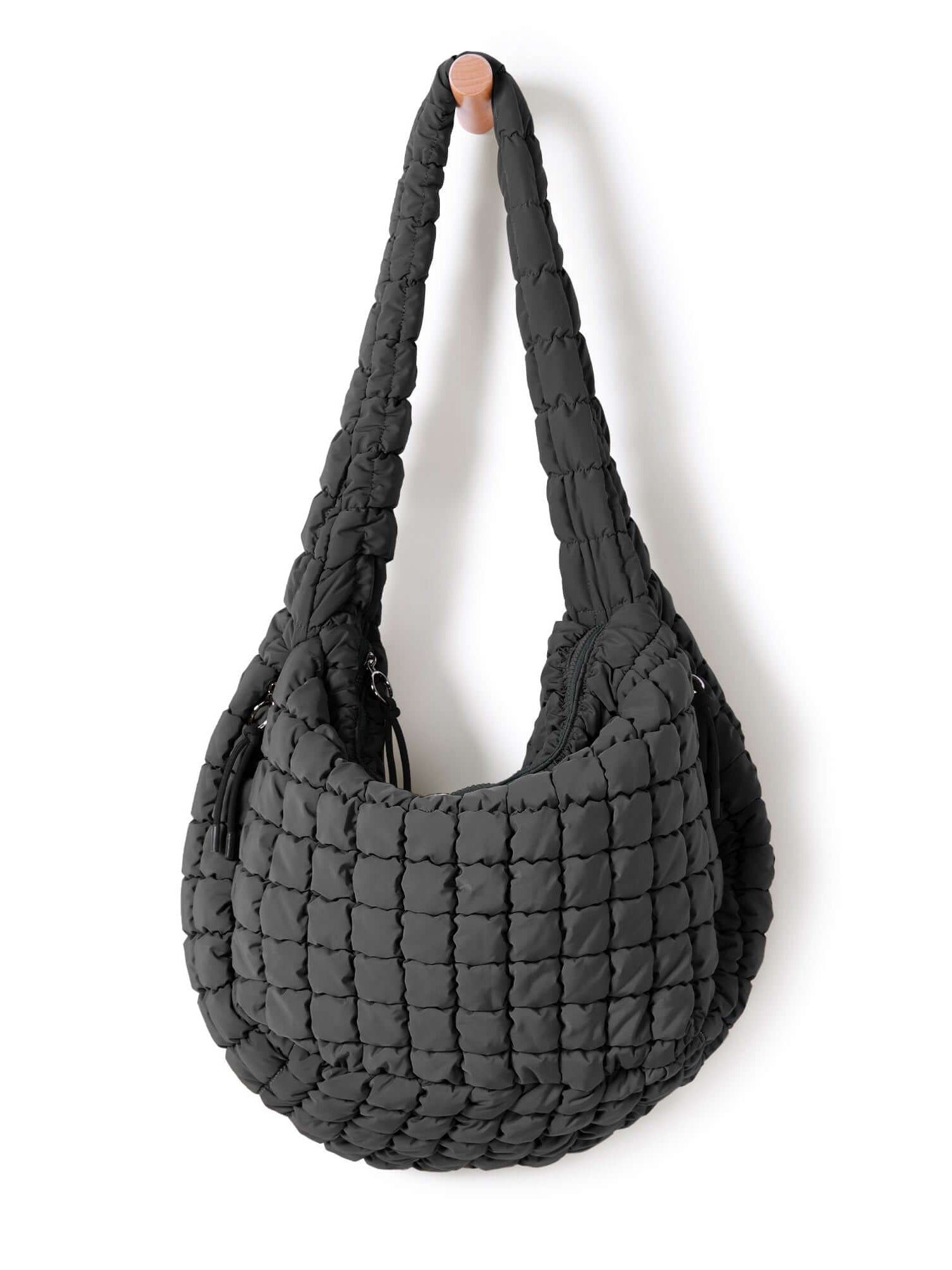 22L Quilted Carryall Crossbody Padding Bag Charcoal - ododos