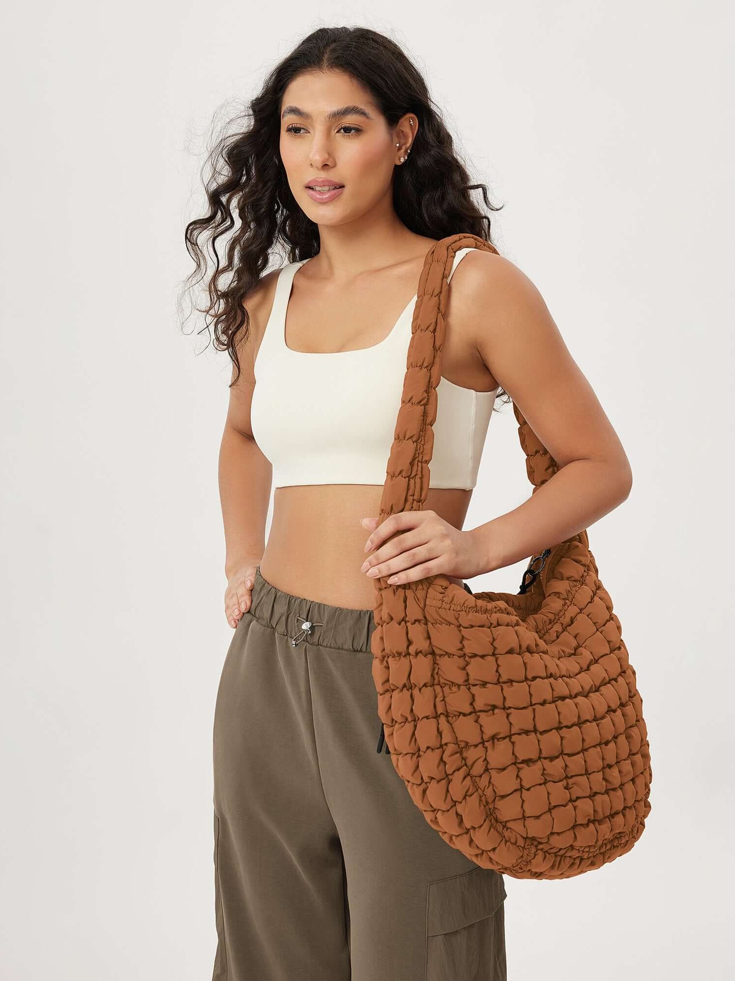 22L Quilted Carryall Crossbody Padding Bag - ododos
