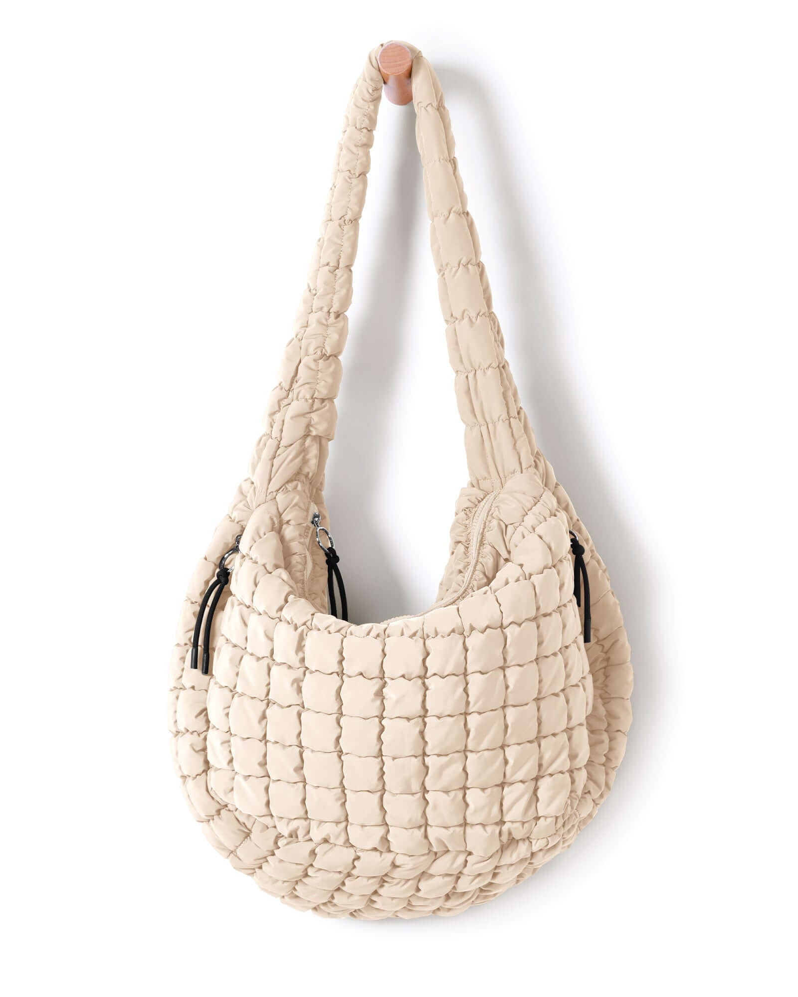 22L Quilted Carryall Crossbody Padding Bag Ivory - ododos