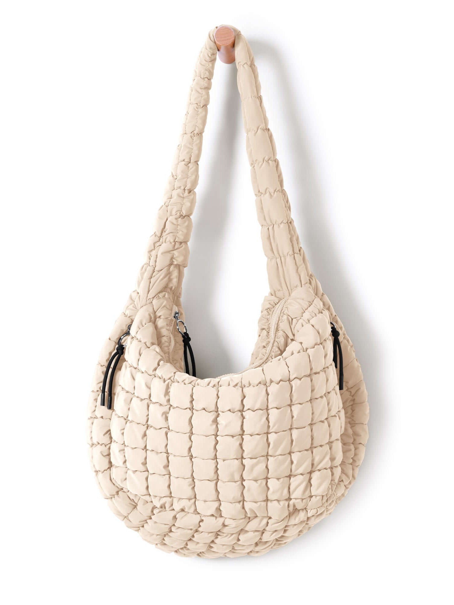 22L Quilted Carryall Crossbody Padding Bag Ivory - ododos
