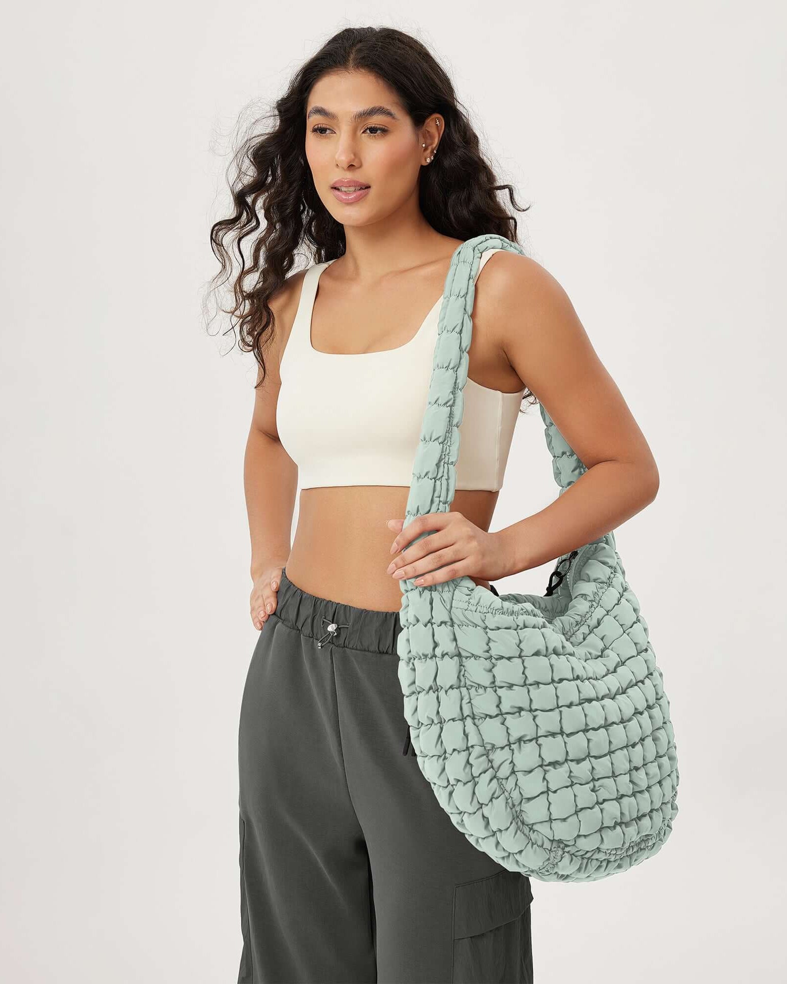 22L Quilted Carryall Crossbody Padding Bag - ododos