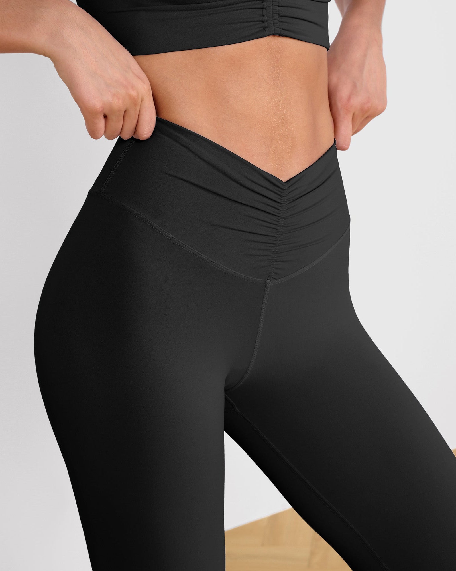 High Waist Crossover Ruched Leggings - ododos