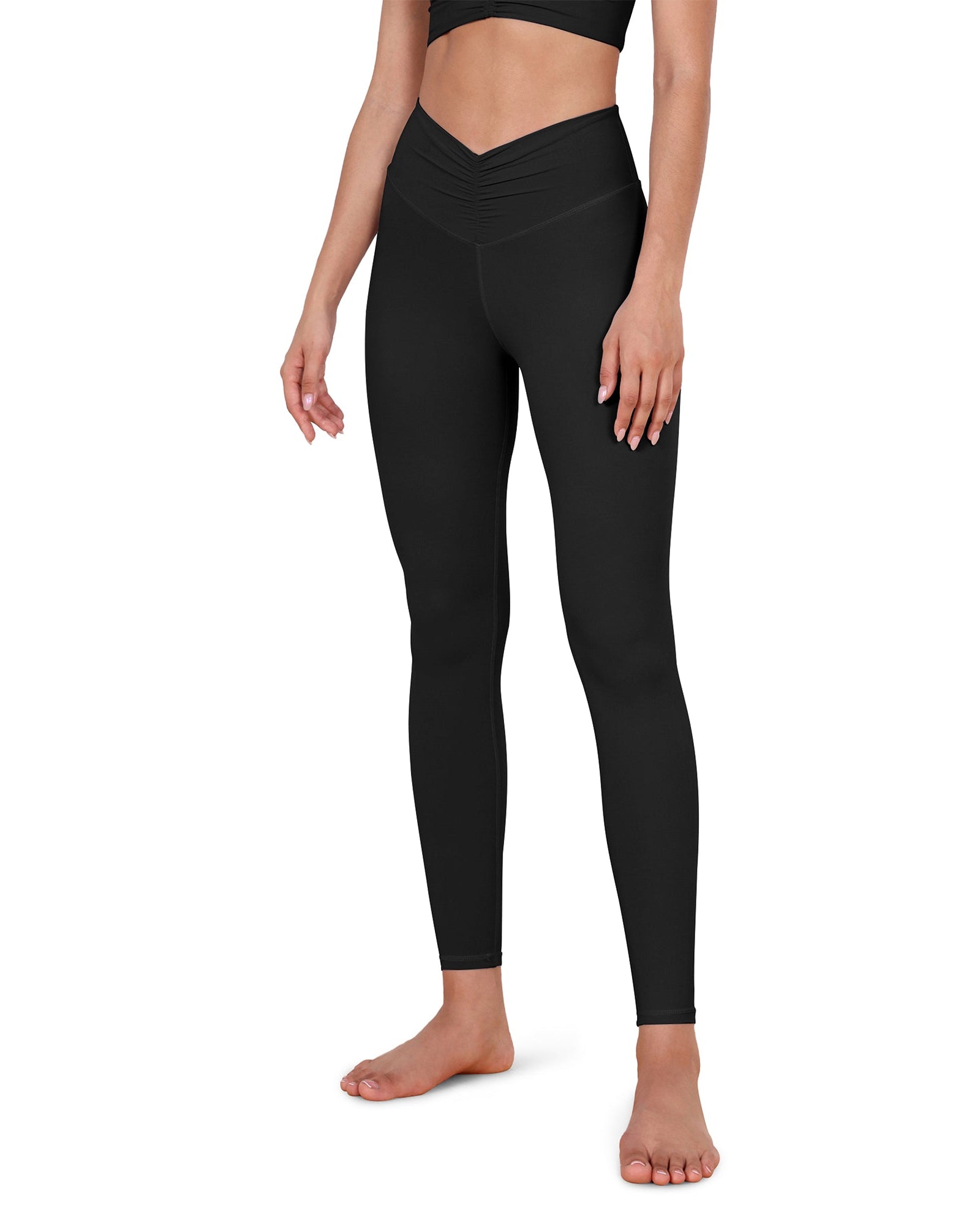 High Waist Crossover Ruched Leggings - ododos
