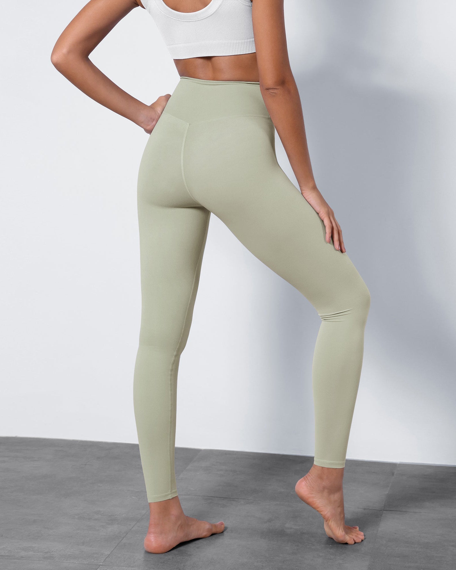 High Waist Crossover Ruched Leggings - ododos