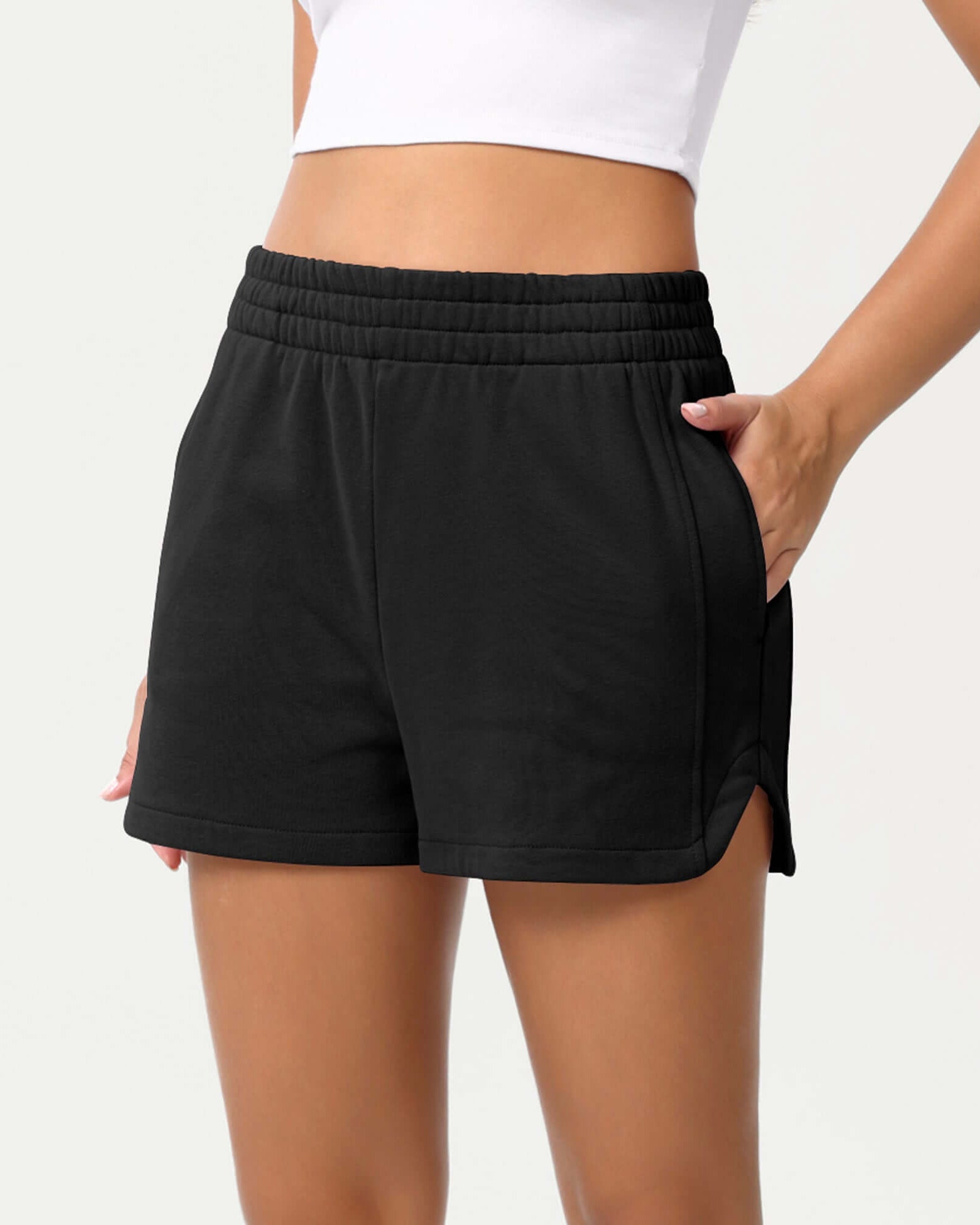 Cotton Curved Hem Sweat Shorts - ododos