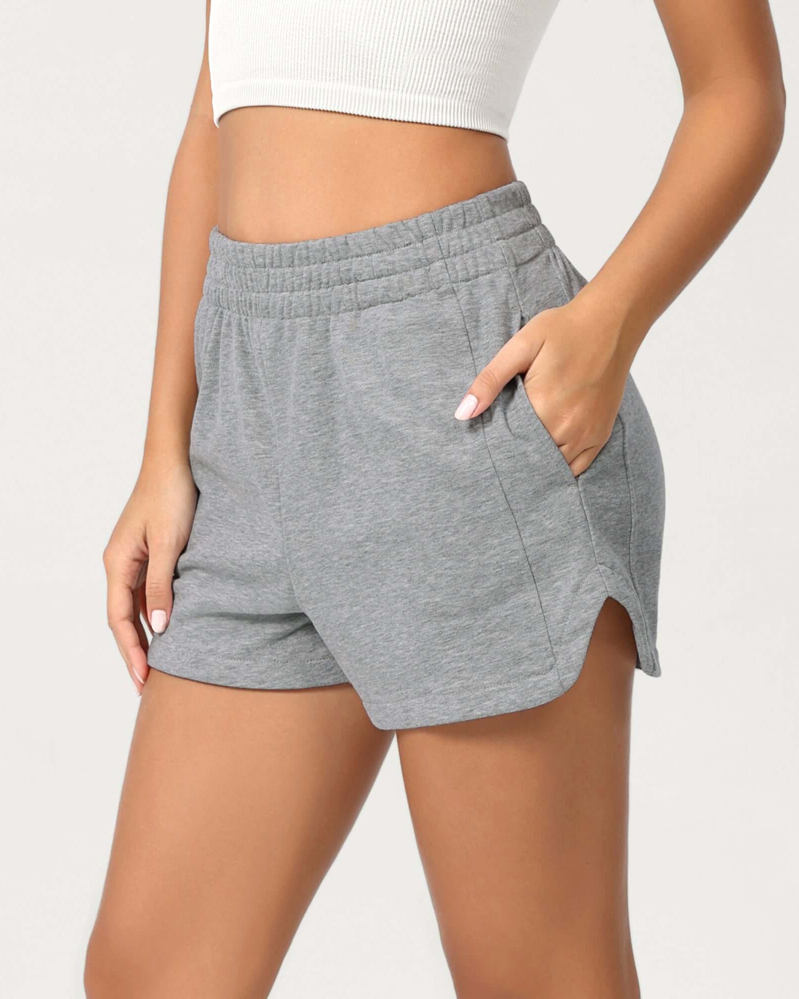 Cotton Curved Hem Sweat Shorts - ododos