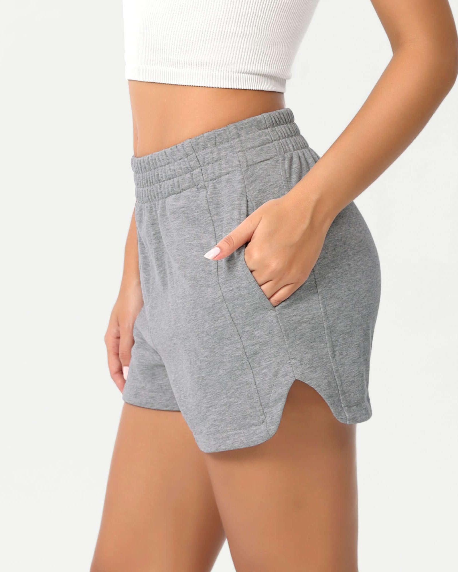 Cotton Curved Hem Sweat Shorts - ododos