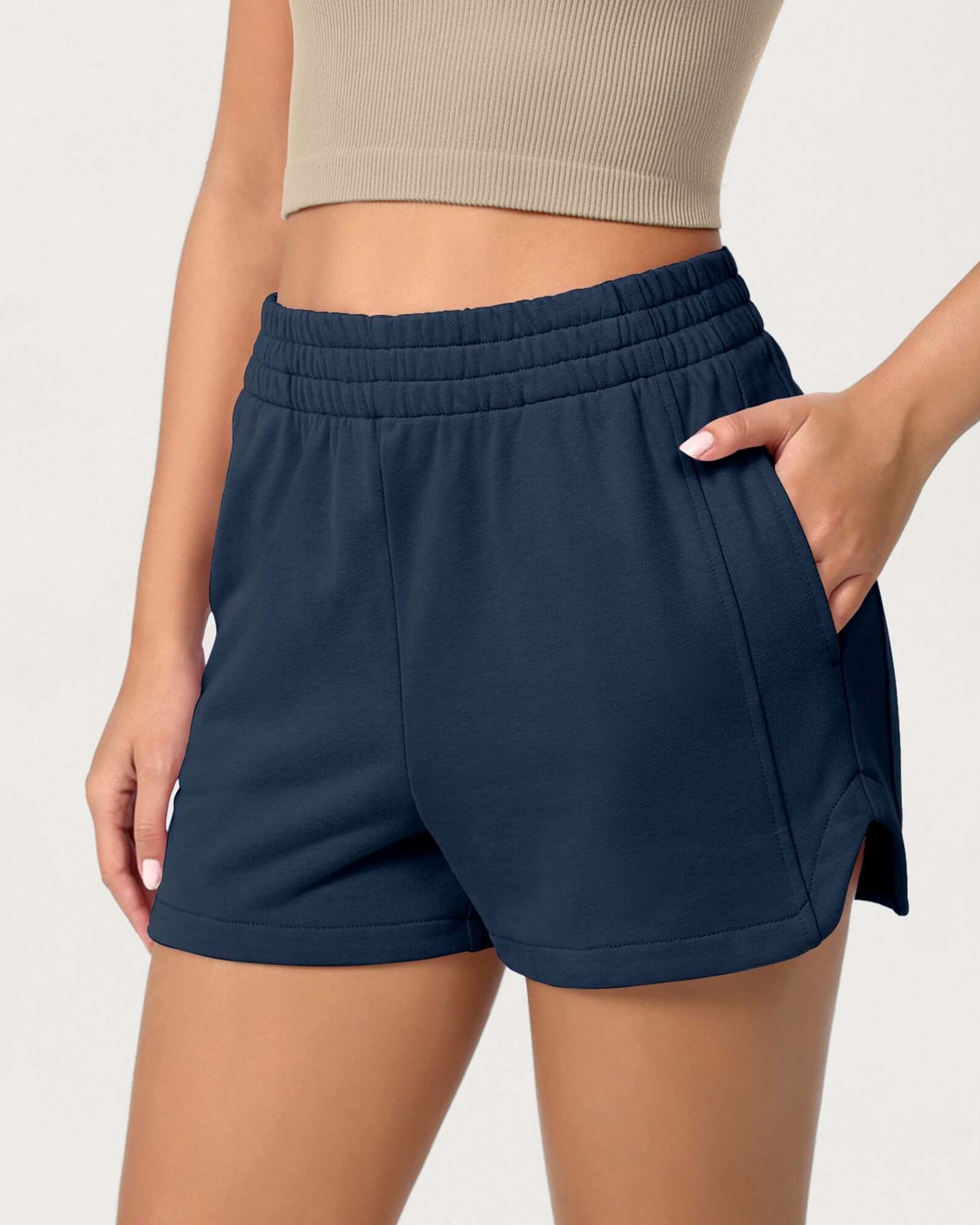 Cotton Curved Hem Sweat Shorts - ododos