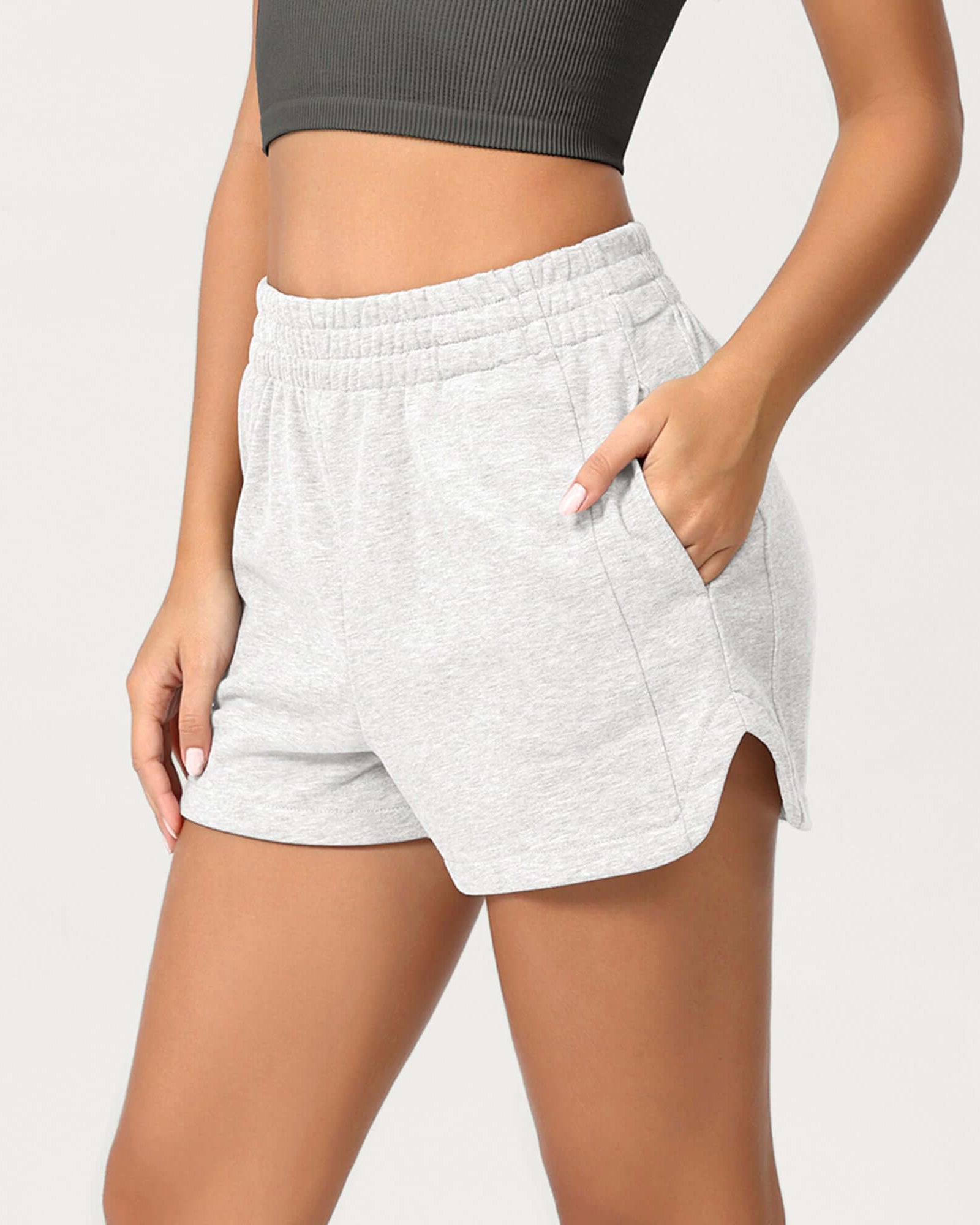 Cotton Curved Hem Sweat Shorts - ododos