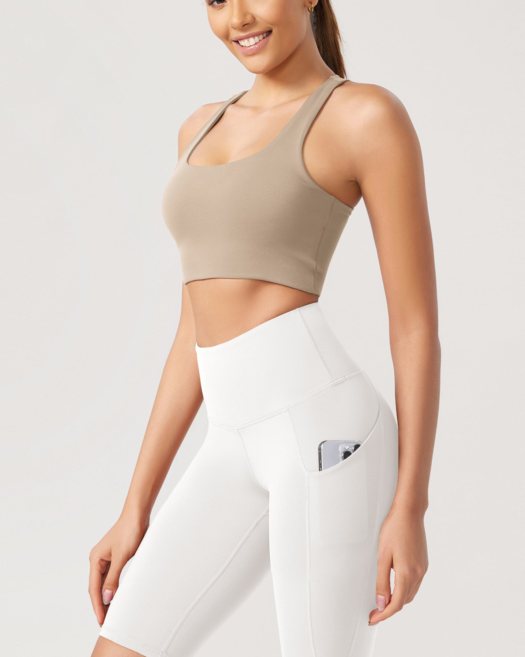 10 Tummy Control 2.0 High Waist Athletic Workout Shorts with Pockets White - ododos