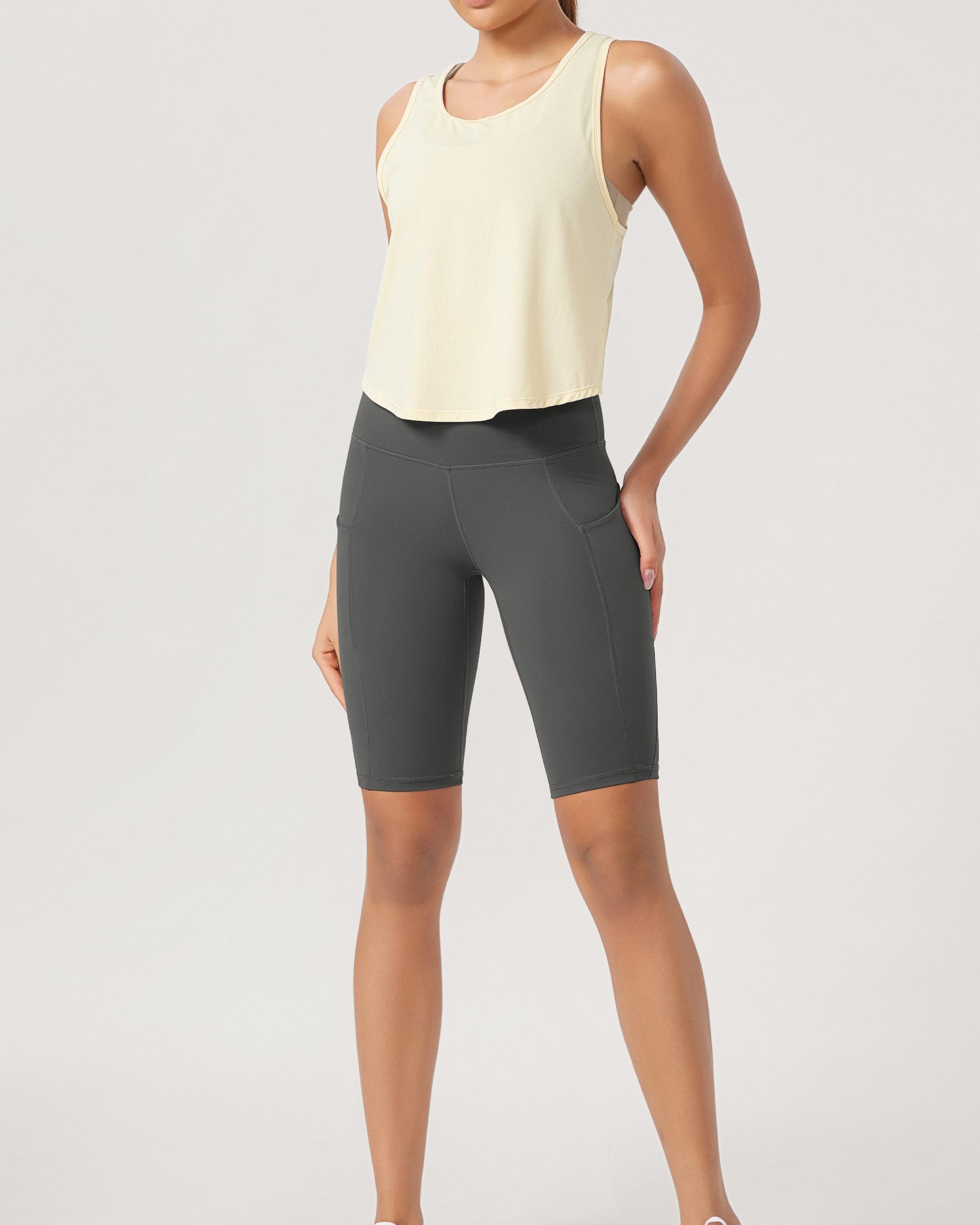 10 Tummy Control 2.0 High Waist Athletic Workout Shorts with Pockets - ododos