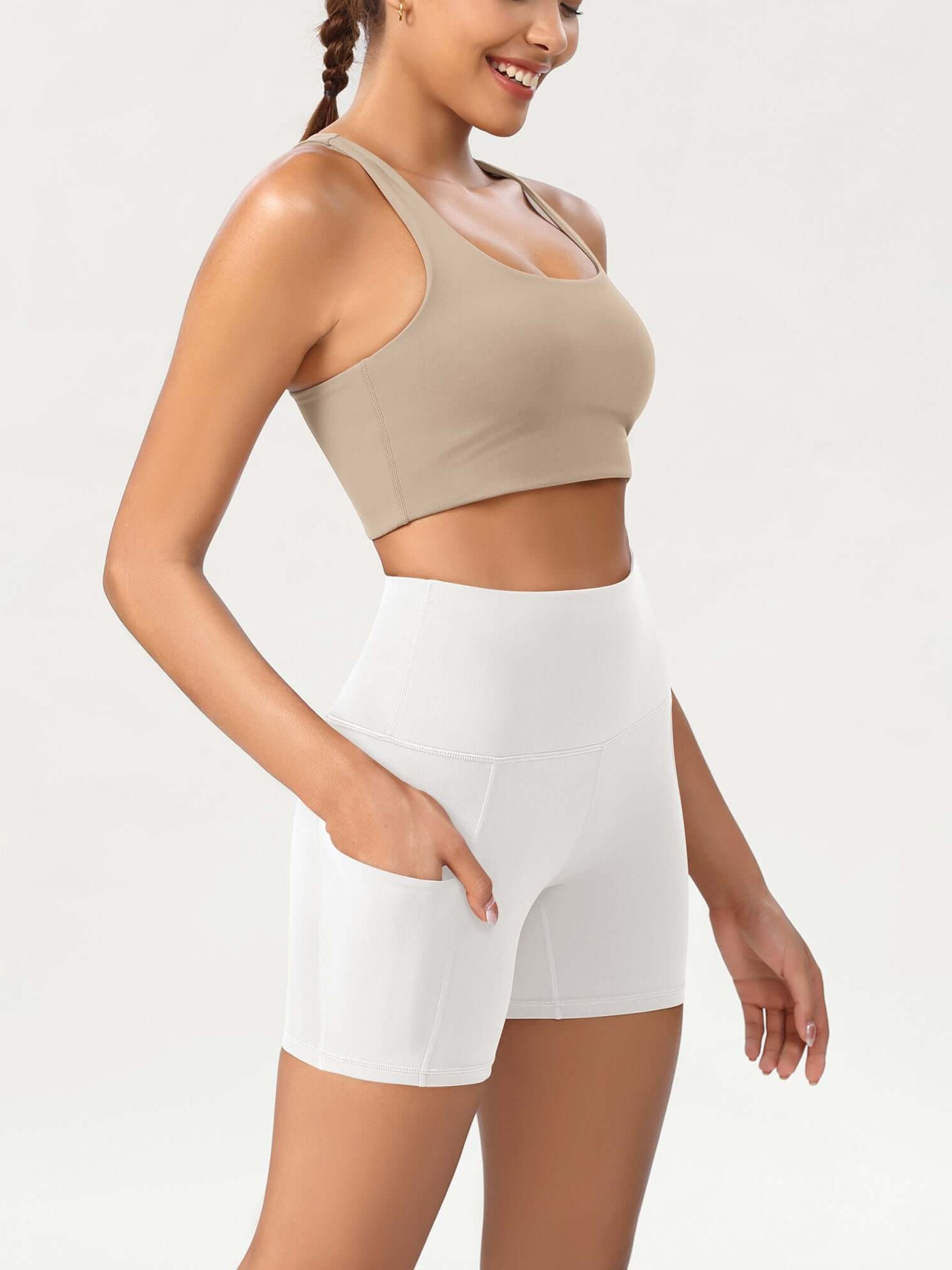 5 High Waist Control Shorts with Pockets - ododos