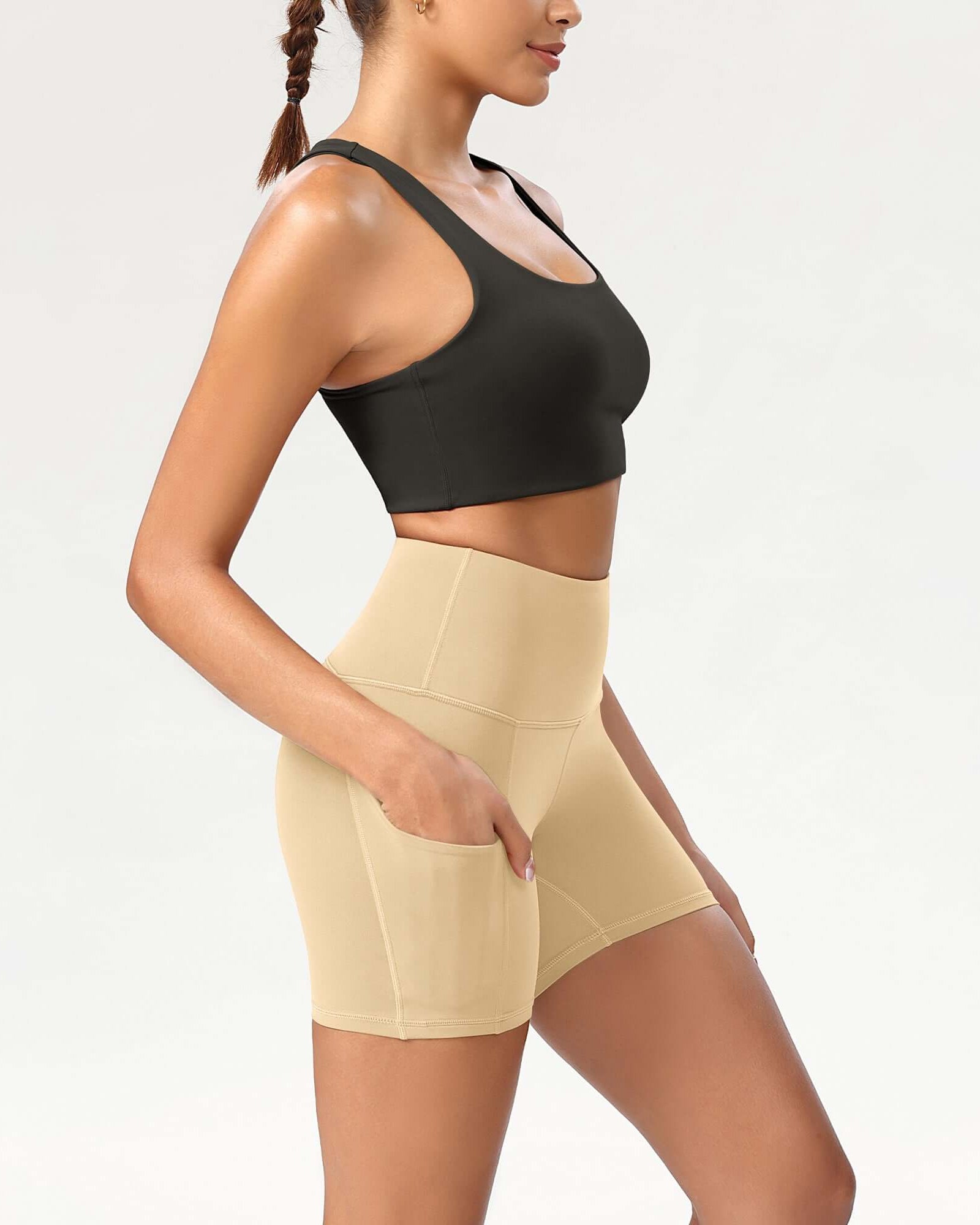5 High Waist Control Shorts with Pockets - ododos