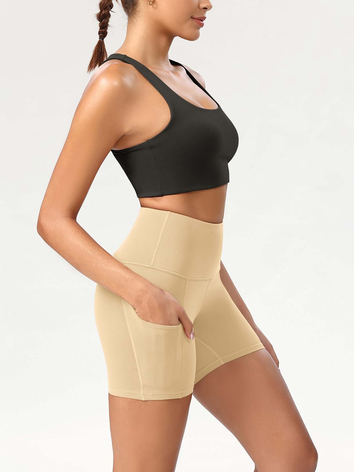 5 High Waist Control Shorts with Pockets - ododos