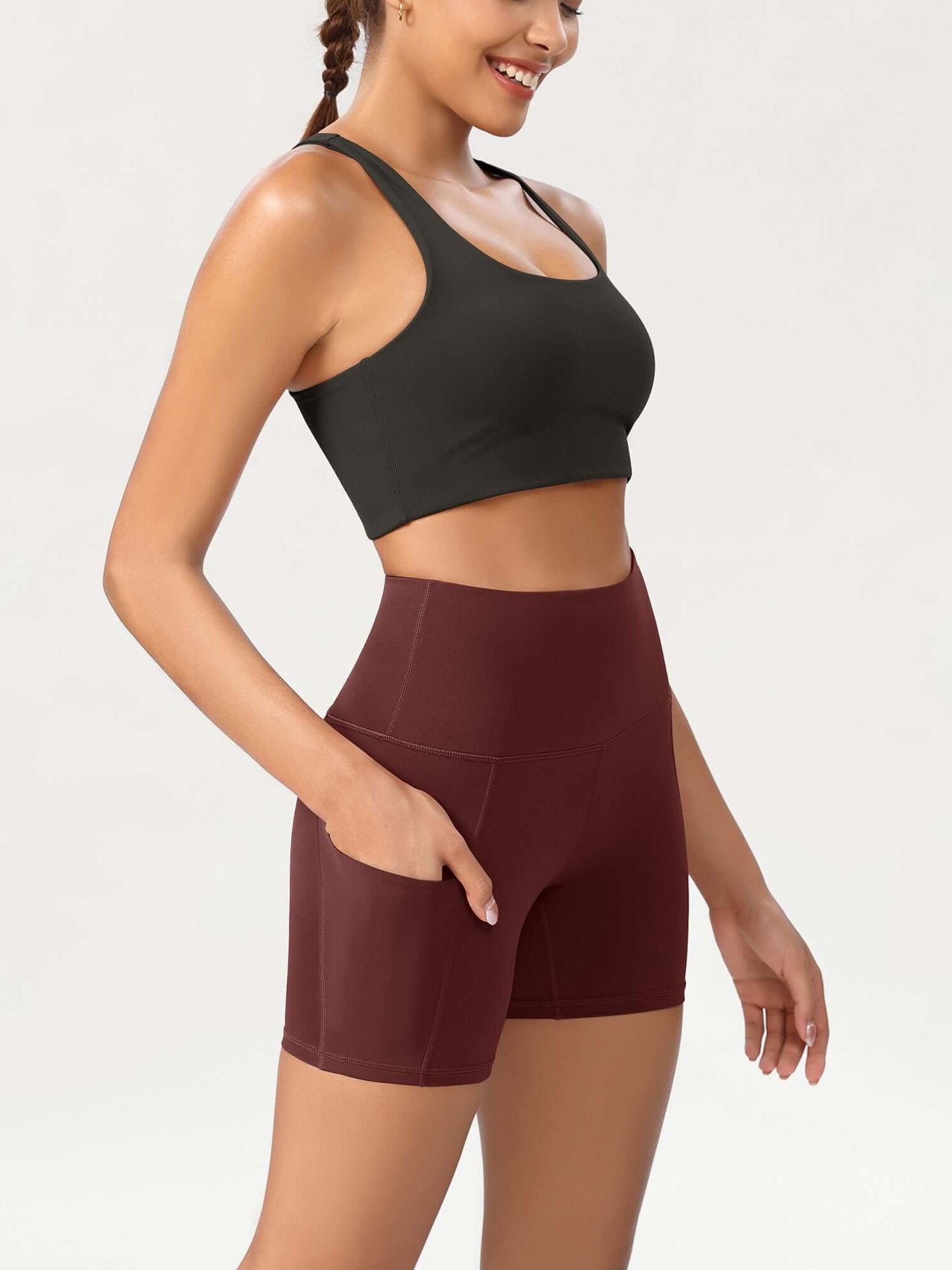5 High Waist Control Shorts with Pockets - ododos