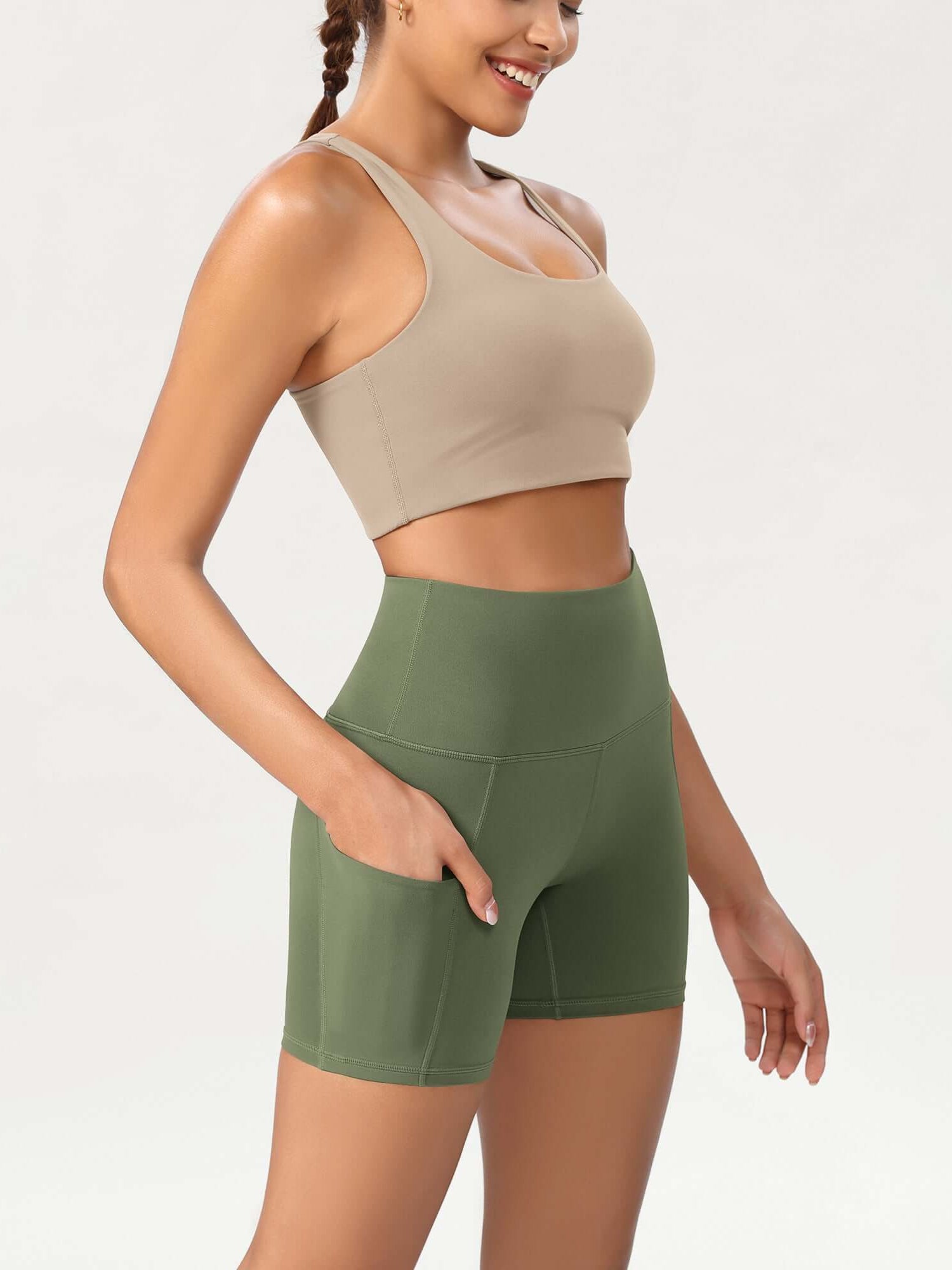 5 High Waist Control Shorts with Pockets - ododos