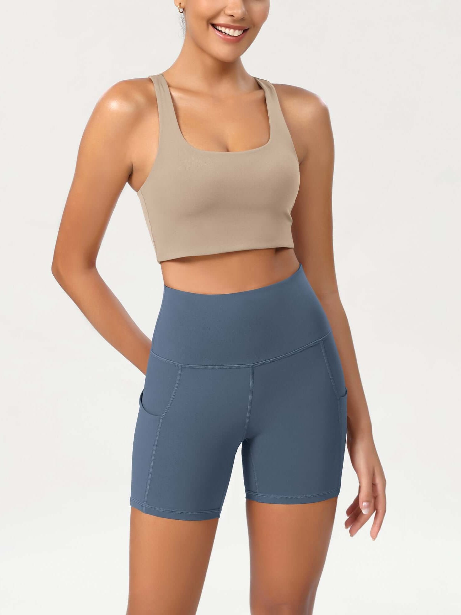 5 High Waist Control Shorts with Pockets - ododos