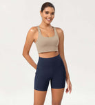 5 High Waist Control Shorts with Pockets Navy - ododos