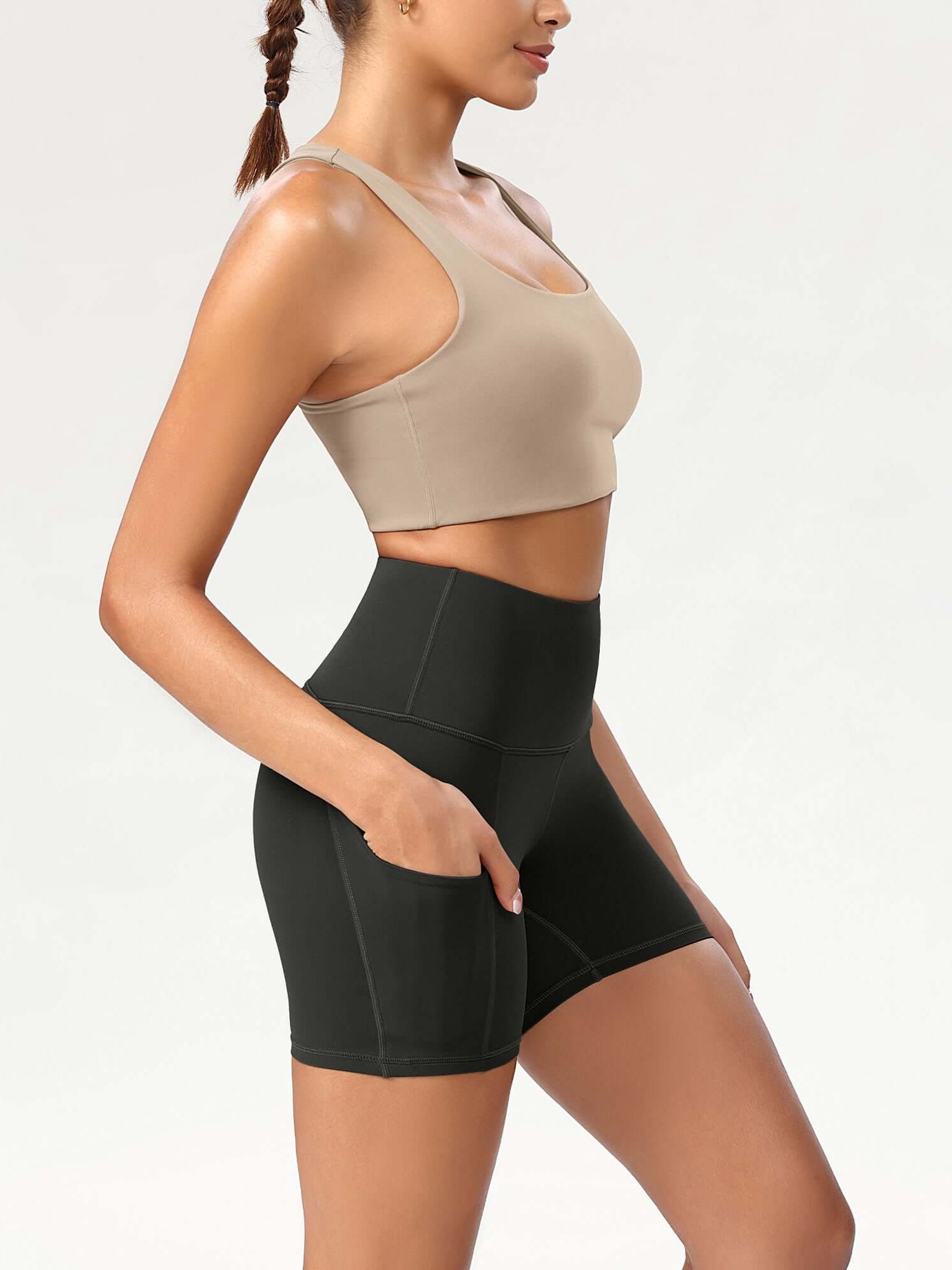 5 High Waist Control Shorts with Pockets - ododos